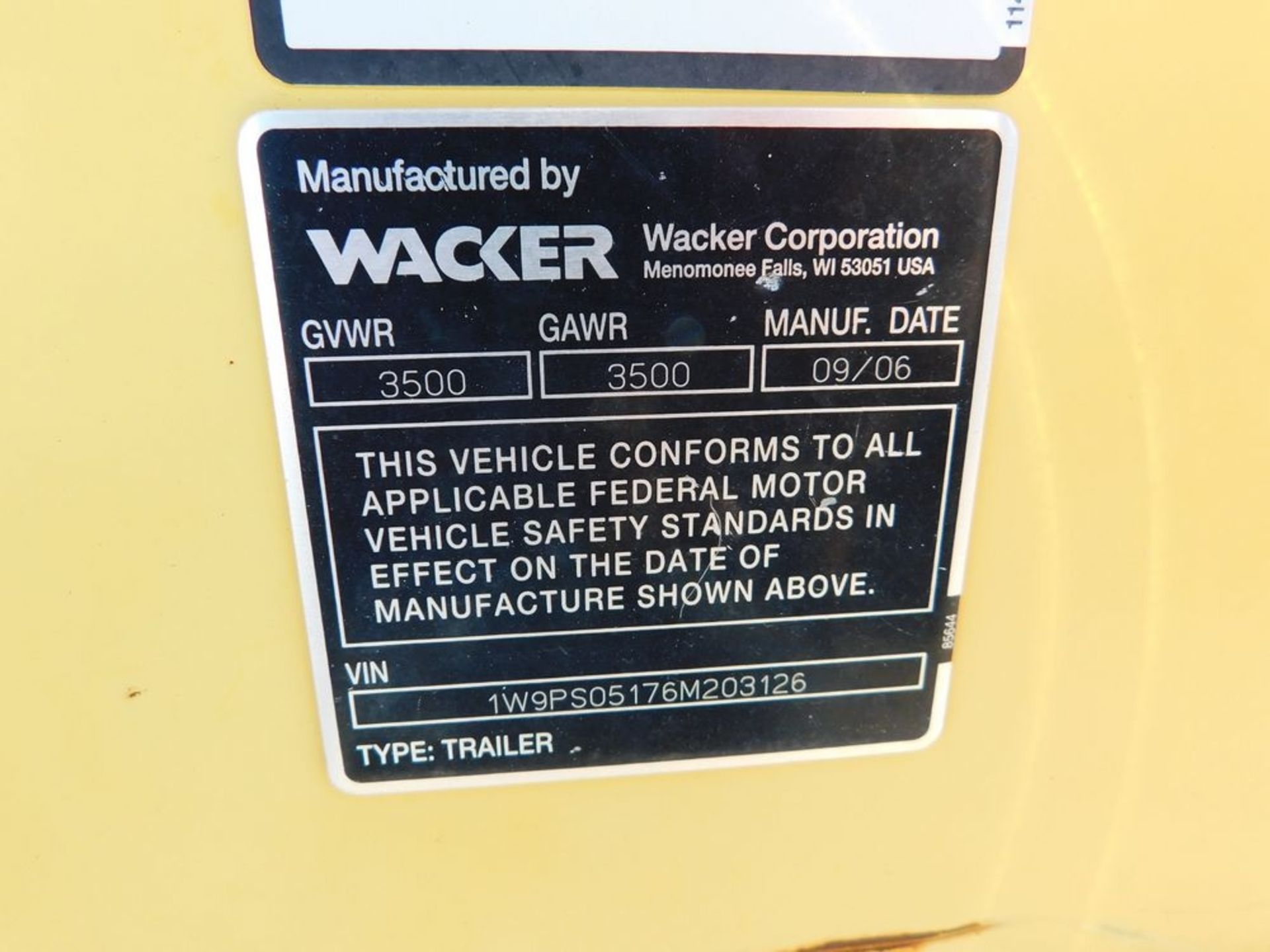 (2006) Wacker 6" Pump, Diesel-Powered, Portable, GVWR3500, GAWR3500, MSC-2 - Image 4 of 4