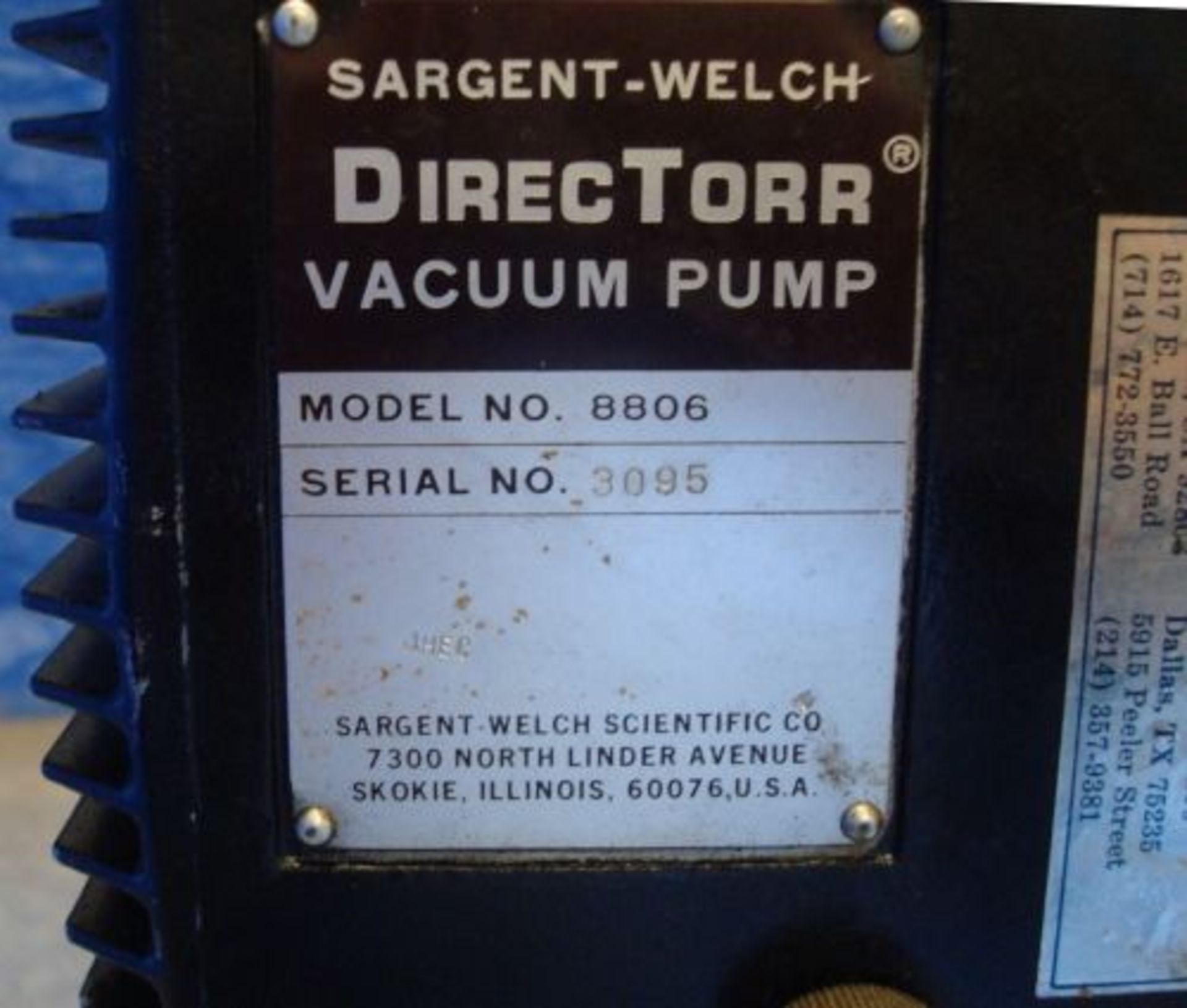 Sargent-Welch DirecTorr model 8806 deaerator - Image 7 of 8