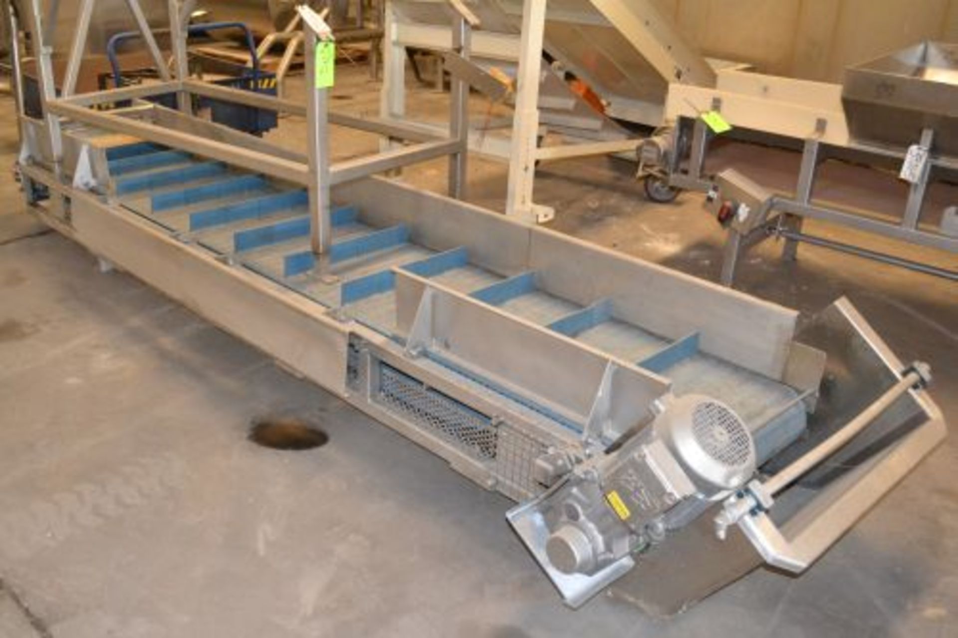 24” wide x 13’ long stainless steel incline conveyor