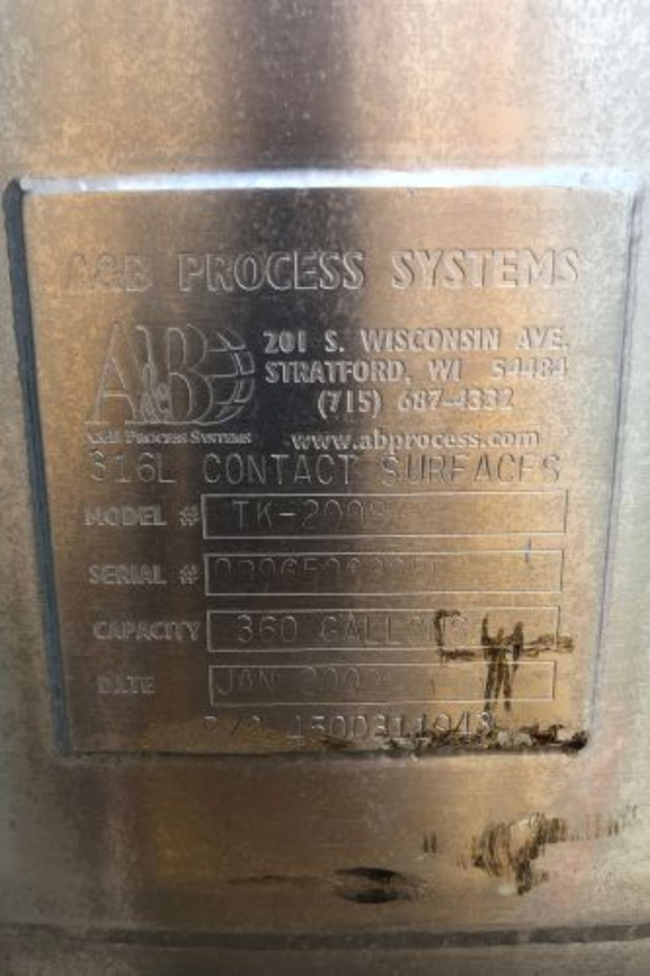 360 gallon A & B Process Systems stainless steel insulated tank - Image 5 of 5