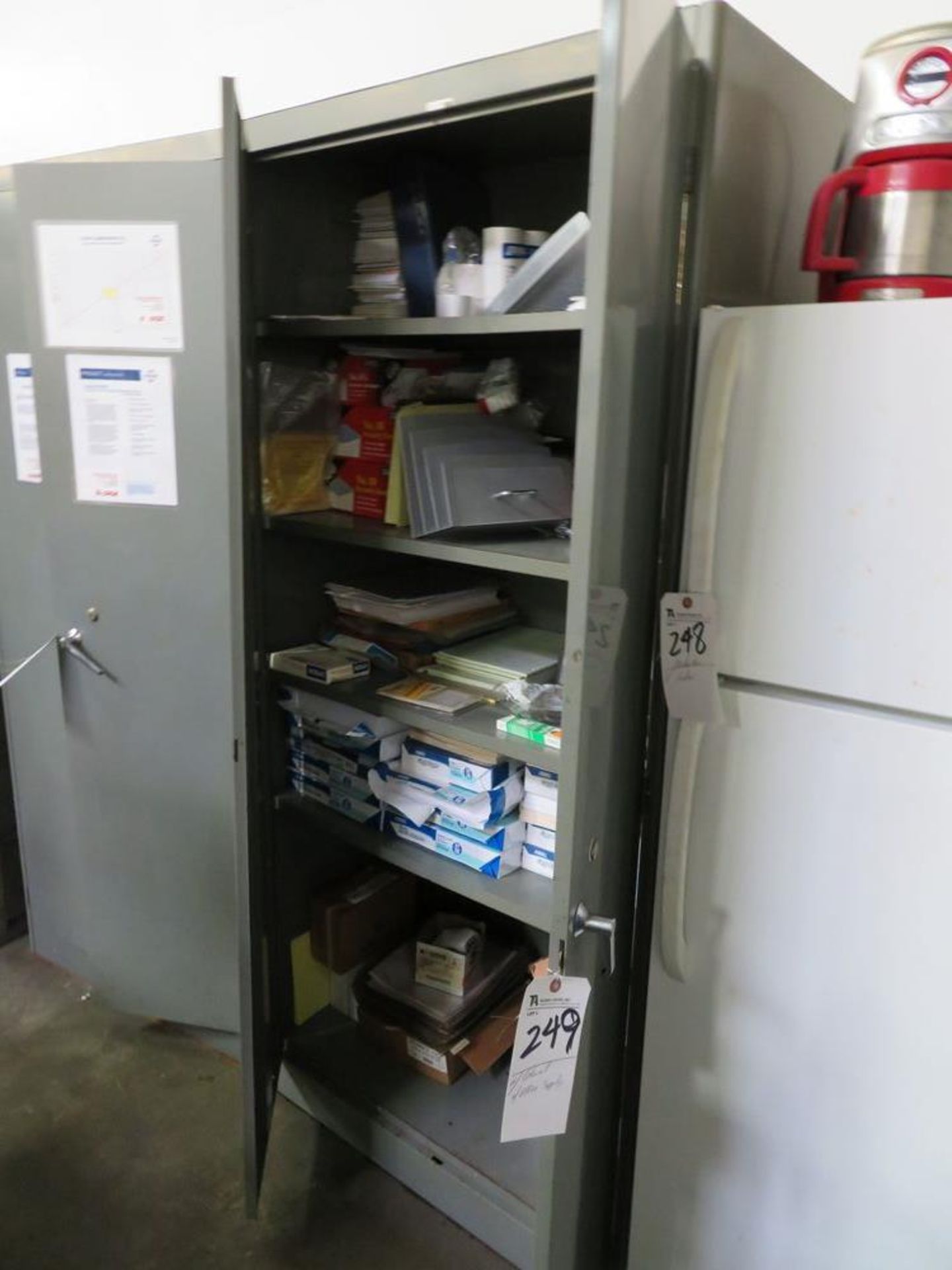 (Lot) Steel Storage Cabinet w/ Contents