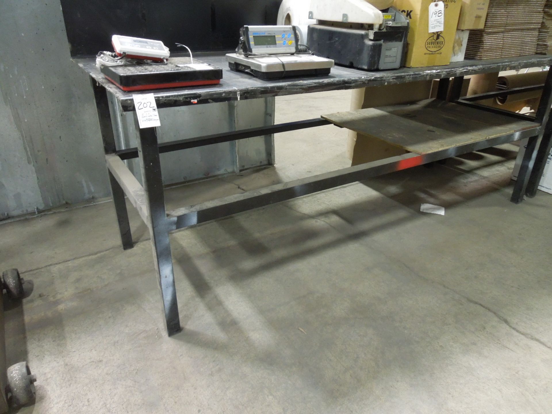 8' x 3' Black Steel Table with Paper Hanger