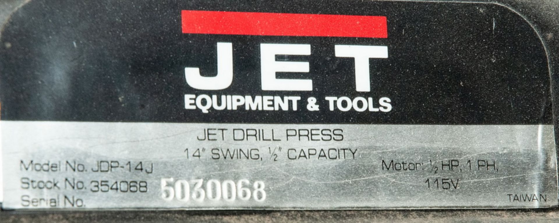 Jet Bench Top Drill Press Model. JDP-14J, s/n 5030068, 1/2hp, 115v, 14 Inch Swing - Image 2 of 2