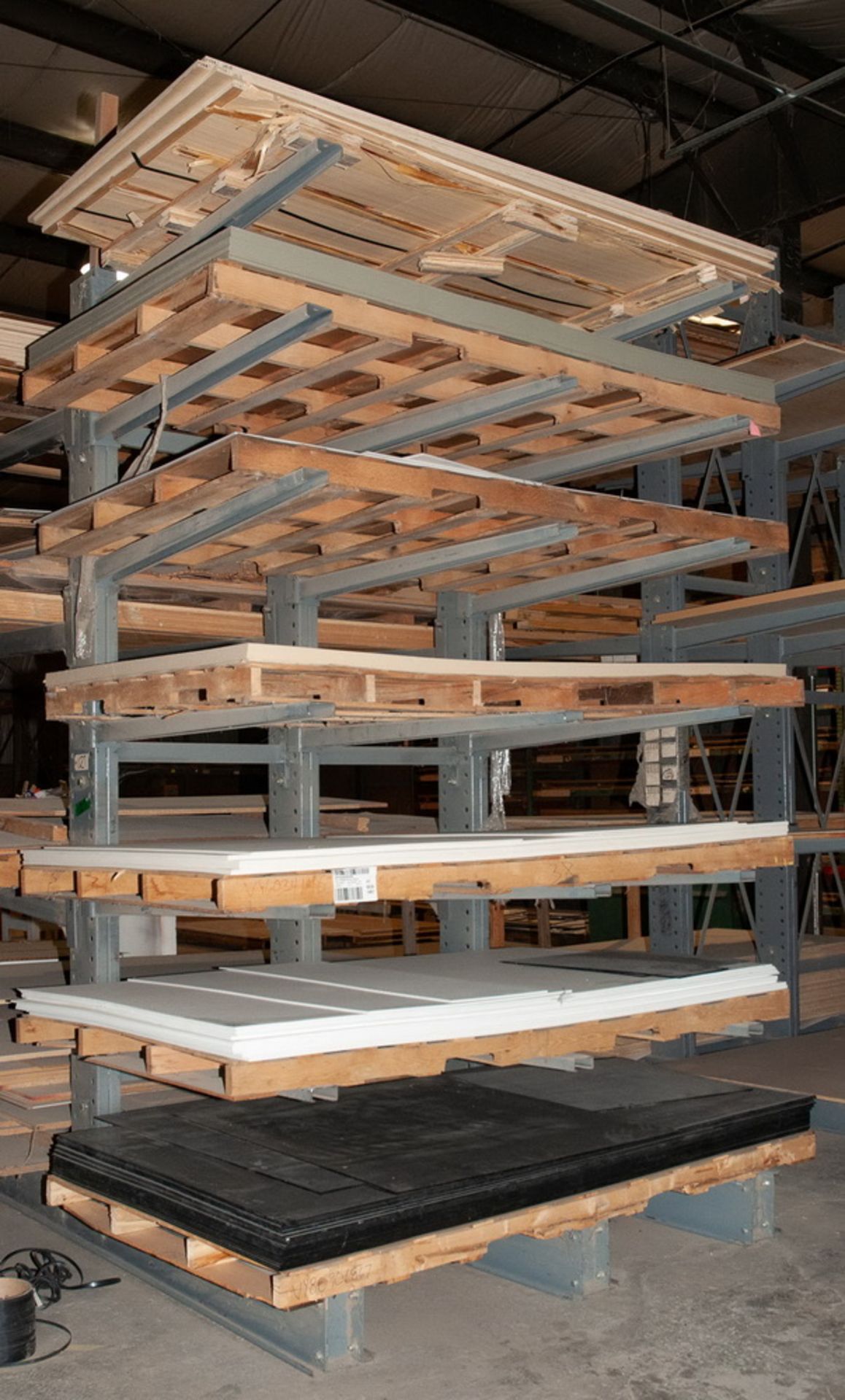 Double Sided Cantilever Rack approx. 12' Tall x 77 1/2 Inch Long, 59 Inch Arms, No Contents