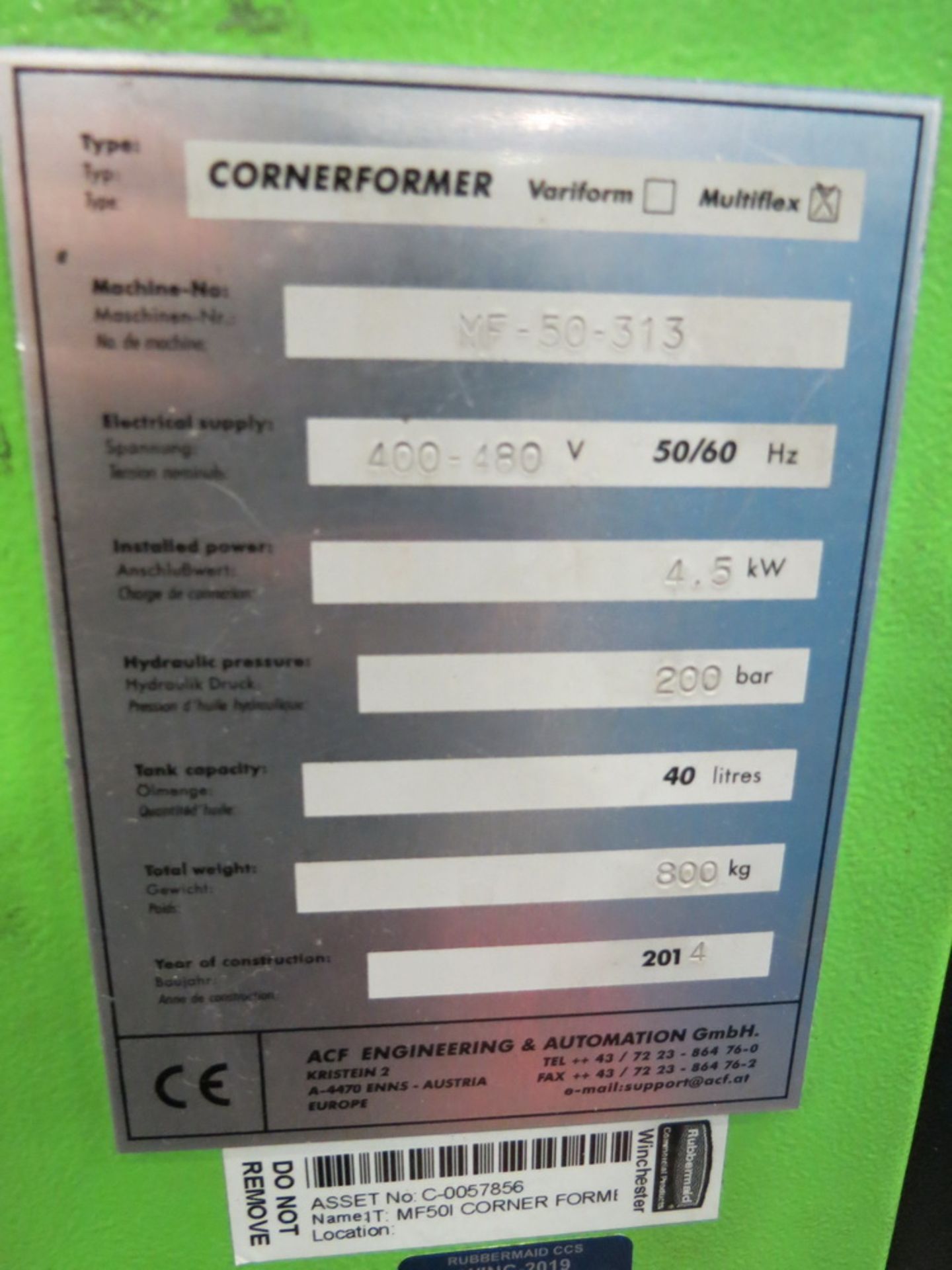 2014 ACF Engineering Model MF-50-313 Corner Former/Shear w/ Panelware Digital Controls - Image 8 of 11