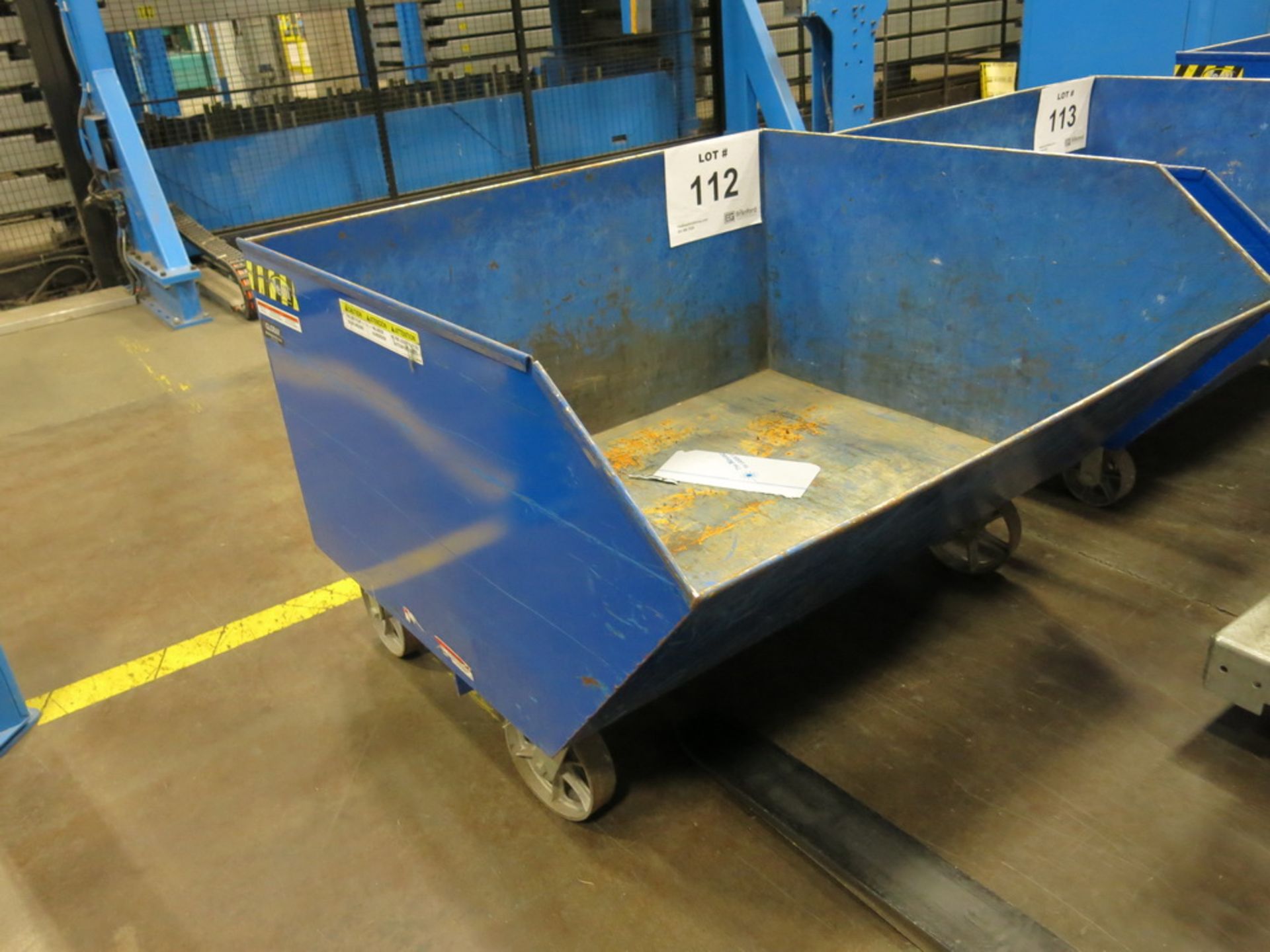 Vestil Model H-100 MV 4000 Lb Cap. Castered Forklift Mount Dumper Hopper