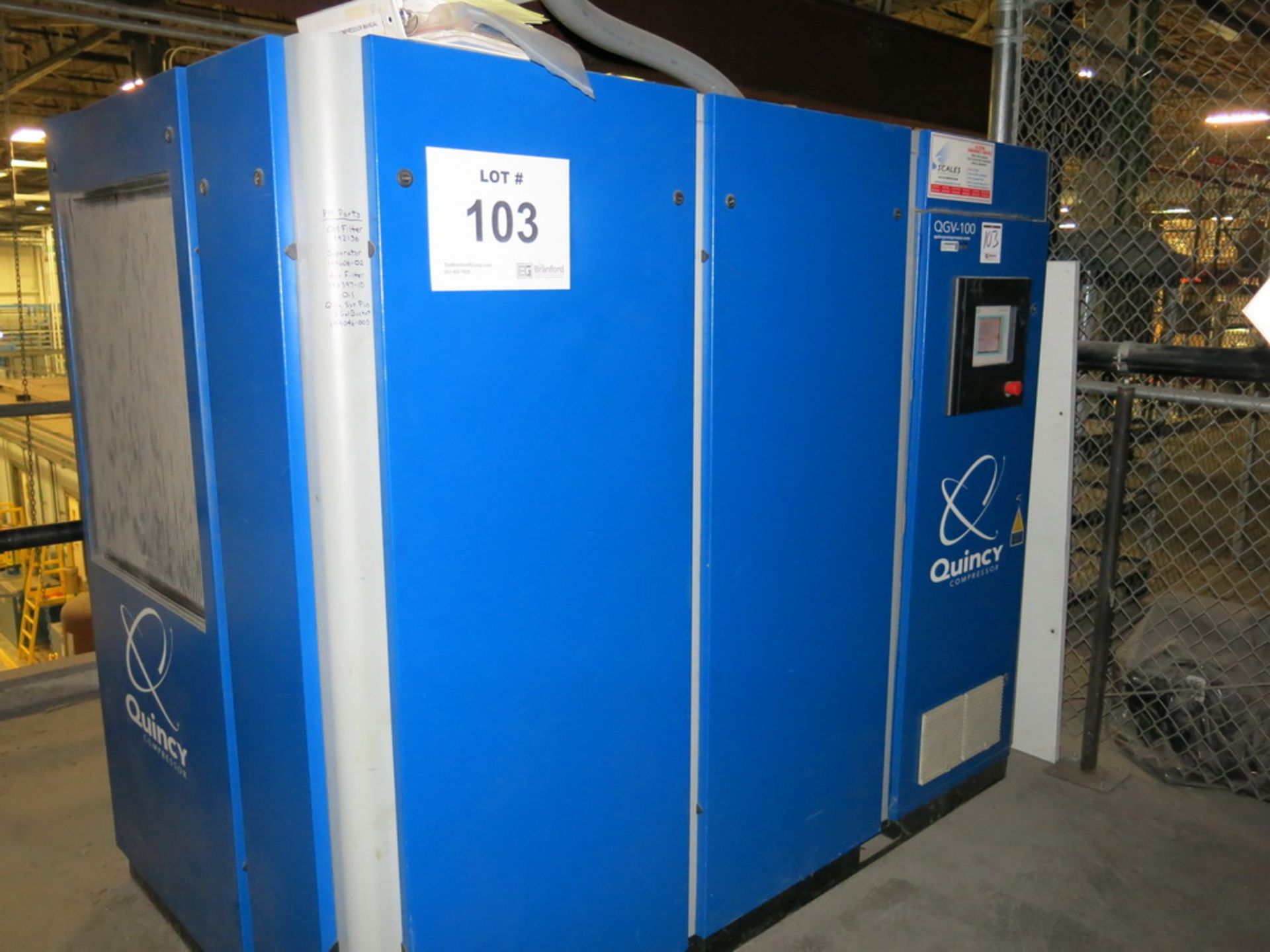 2009 Quincy Variable Speed Air Compressor, Model QGV-100