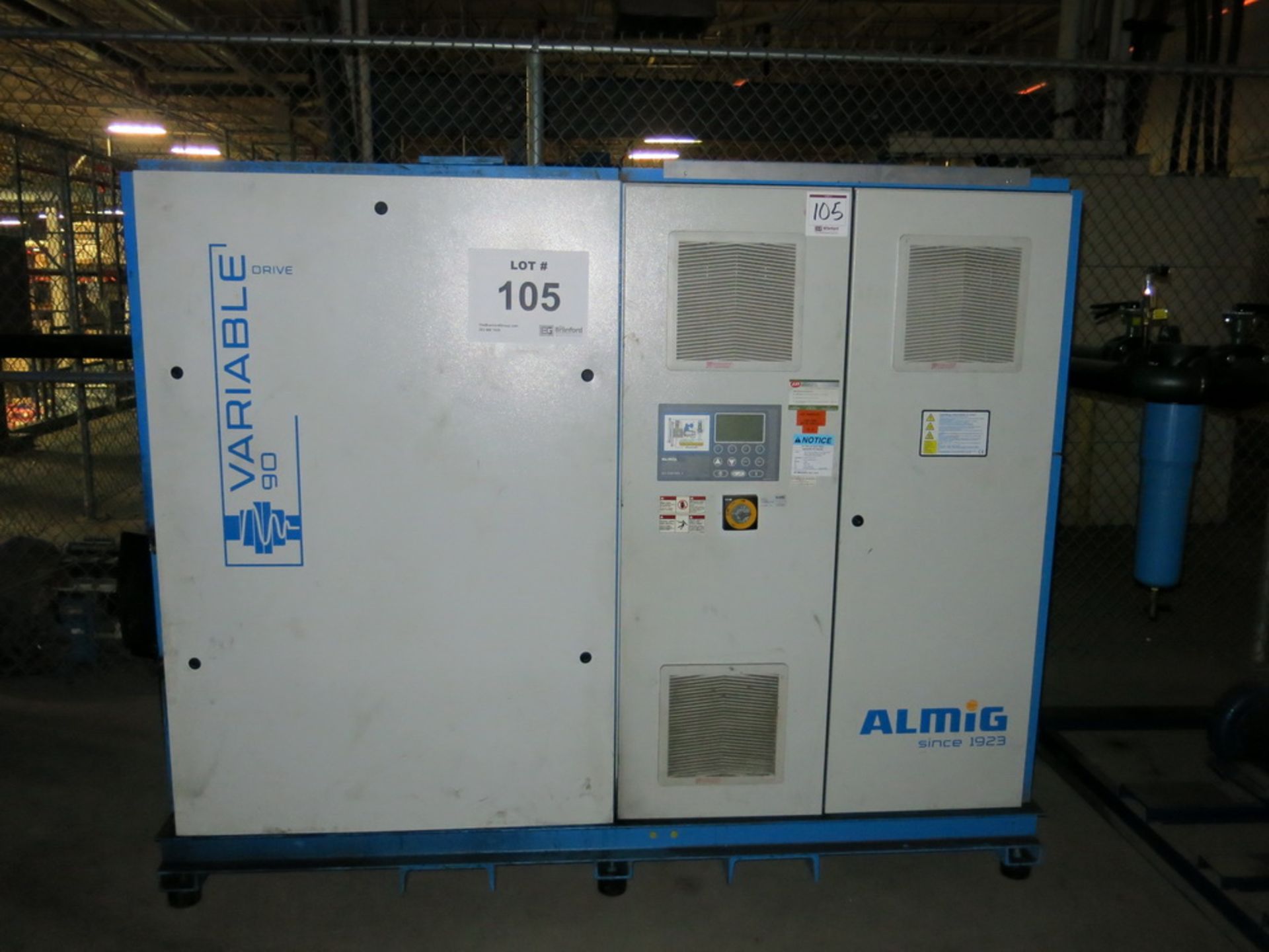 2014 Almig Variable Speed Rotary Screw Air Compressor Model 90/125