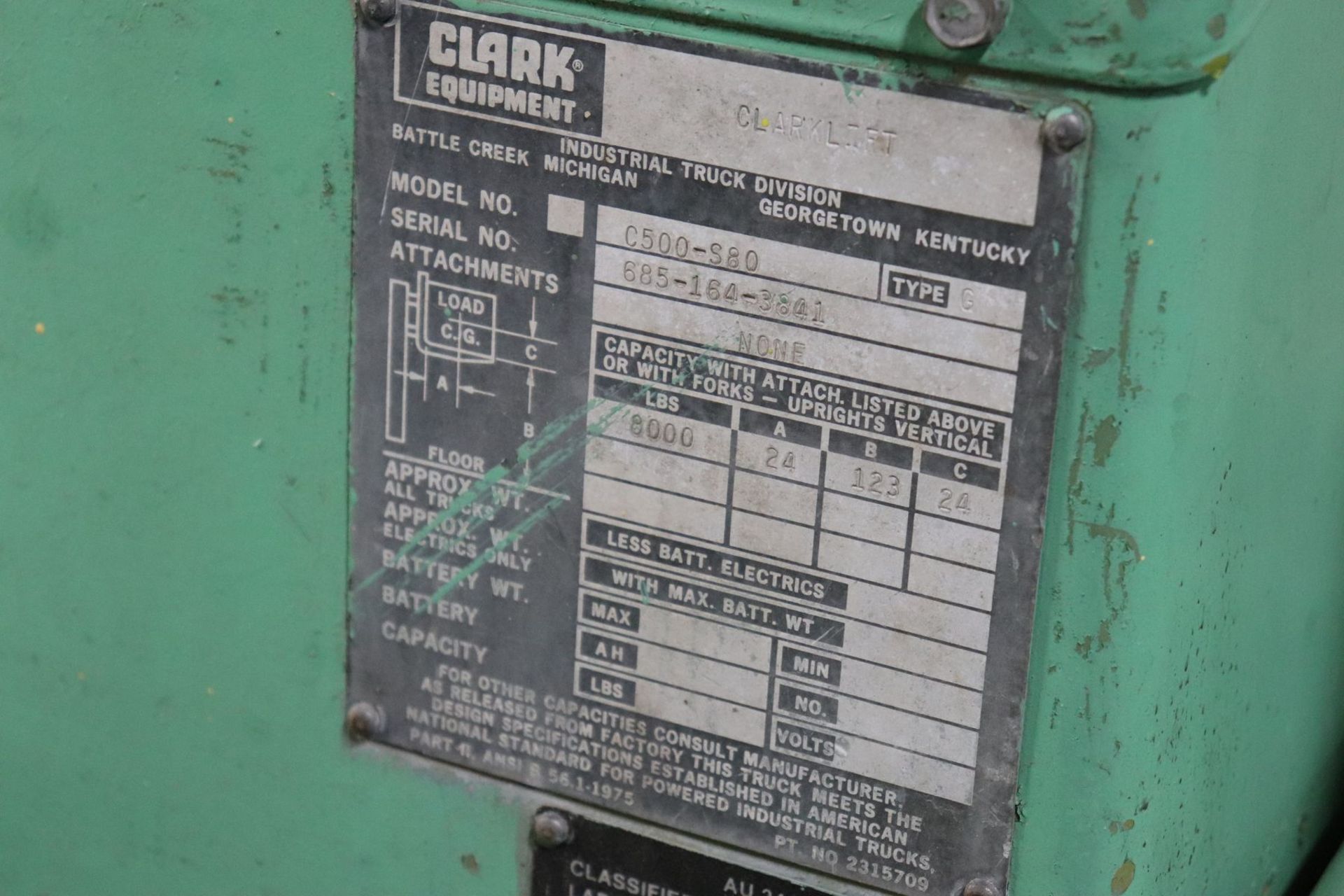 Clark C500-S80 8000 Lb. Capacity Forklift - Image 18 of 18