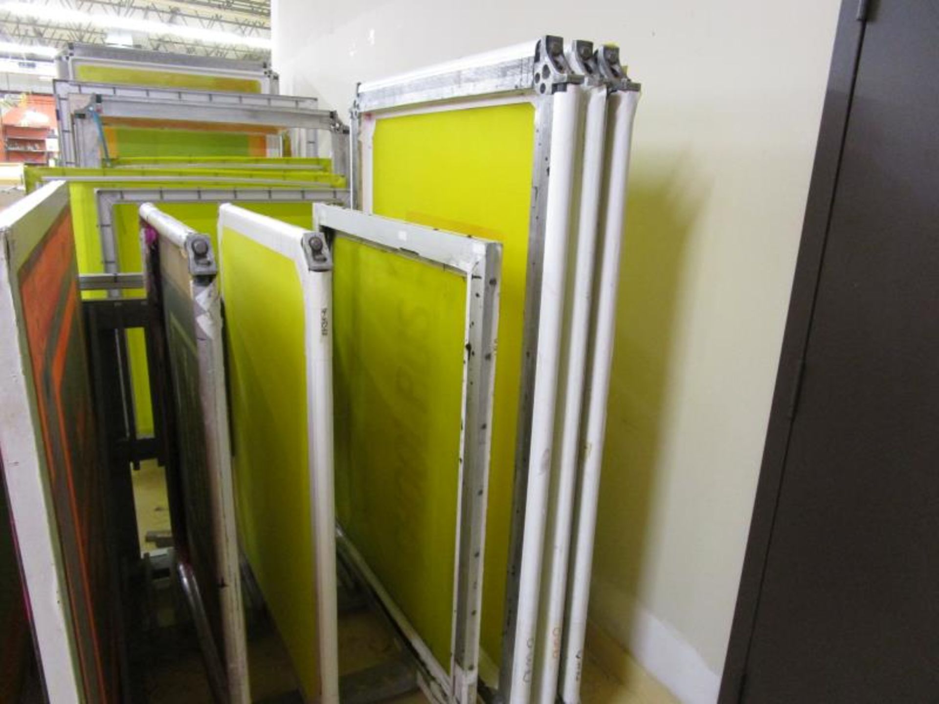 (12) Self Tensioning Screens w/ Wood Rack - Image 2 of 3