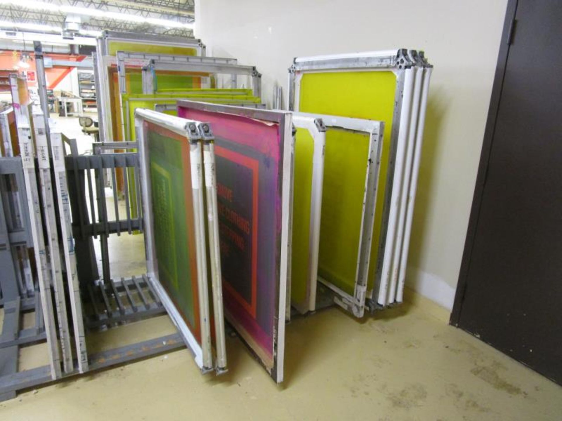 (12) Self Tensioning Screens w/ Wood Rack