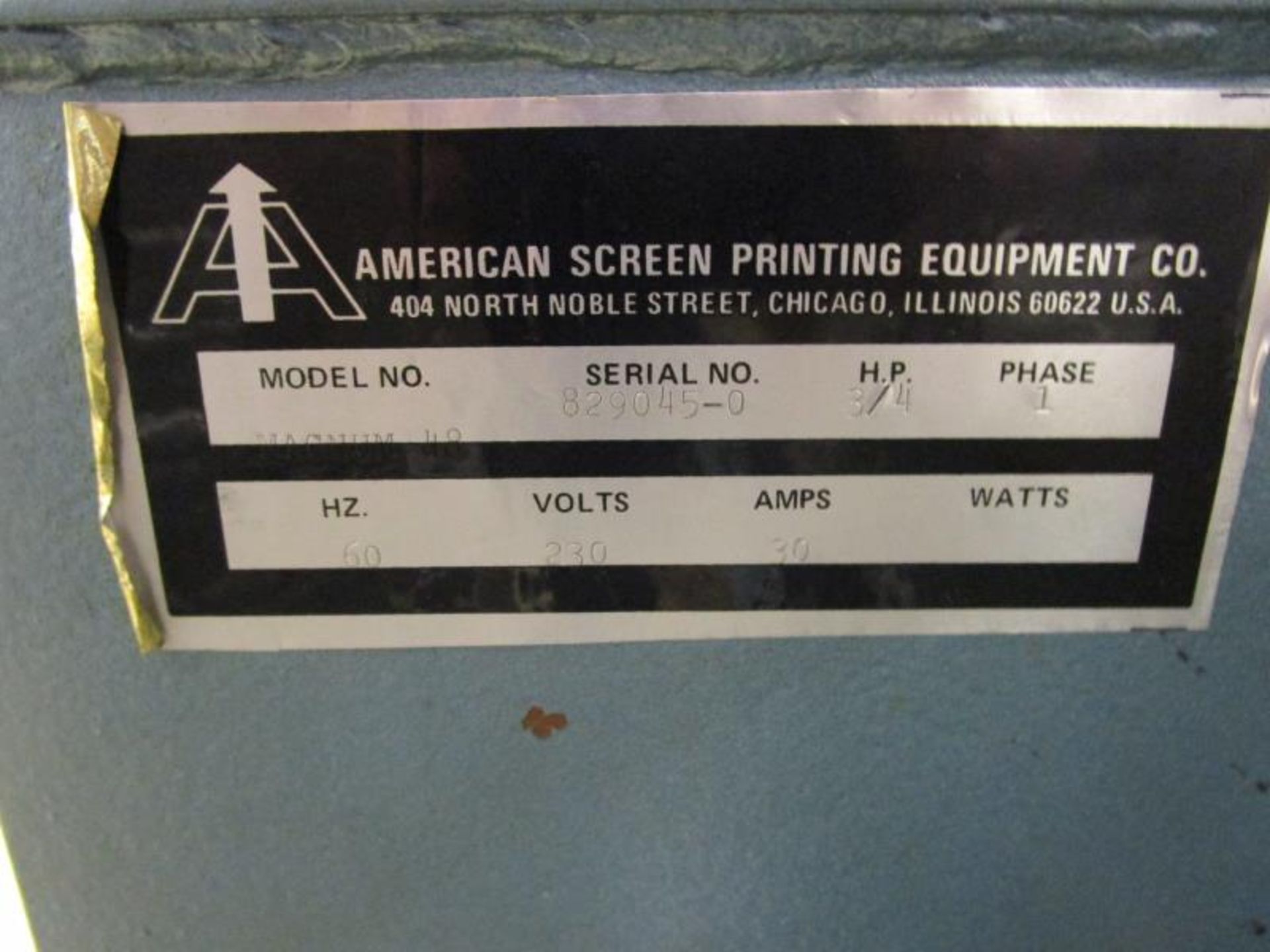 American Screen Printing 300 Watt Single Lamp, 48" Belt, Model: Magnum 42, SN: 829045-0, 3/4HP, - Image 7 of 7