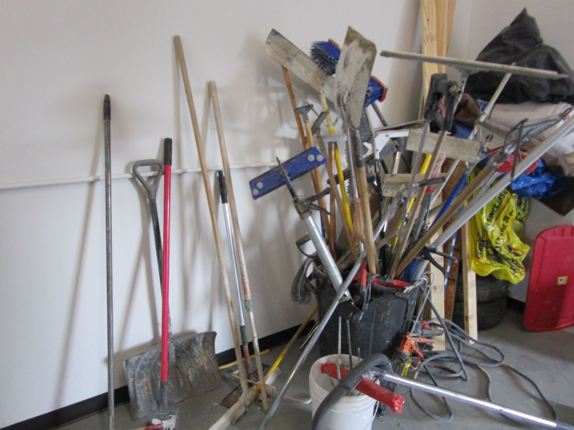 Lot Of Hose, Brooms, Tools, Etc.