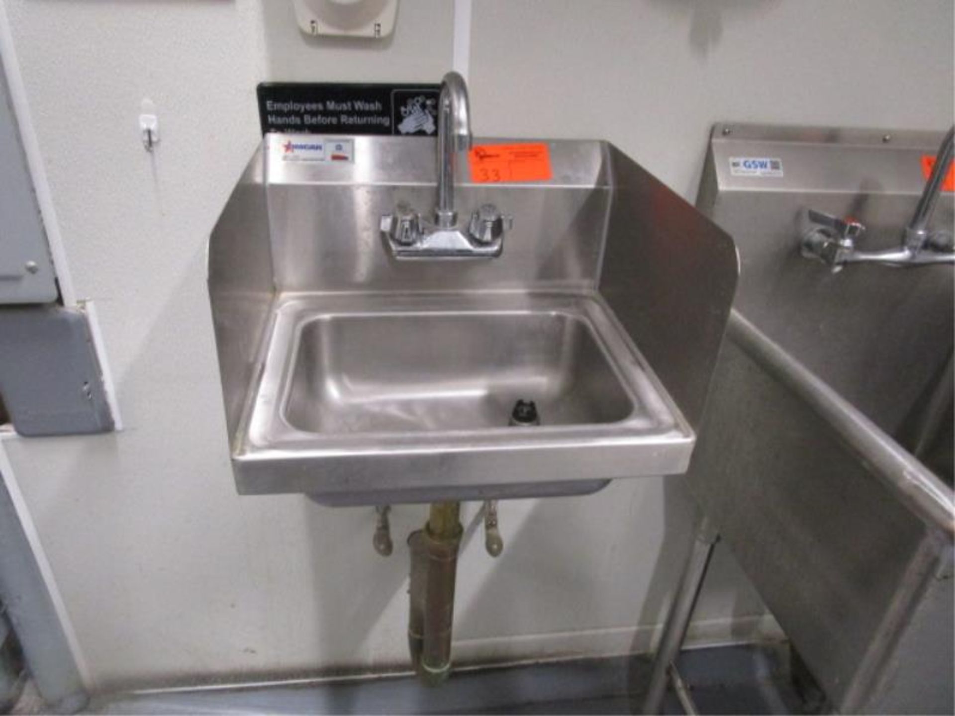 Stainless Steel Hand Sink w/ Dual Side Splash Guards,