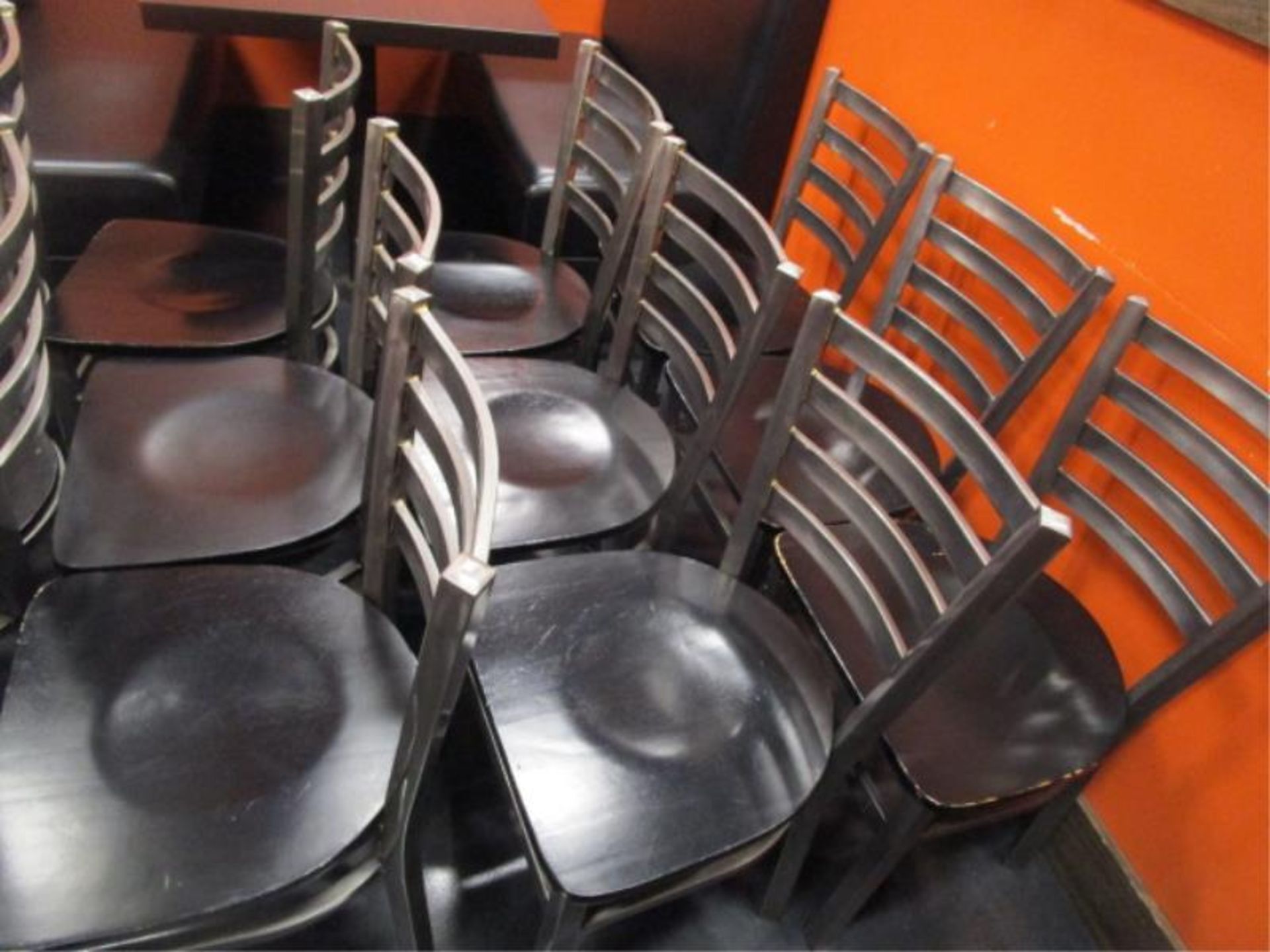 (14) Metal Frame Dinning Chairs w/ Wood Seat - Image 4 of 5