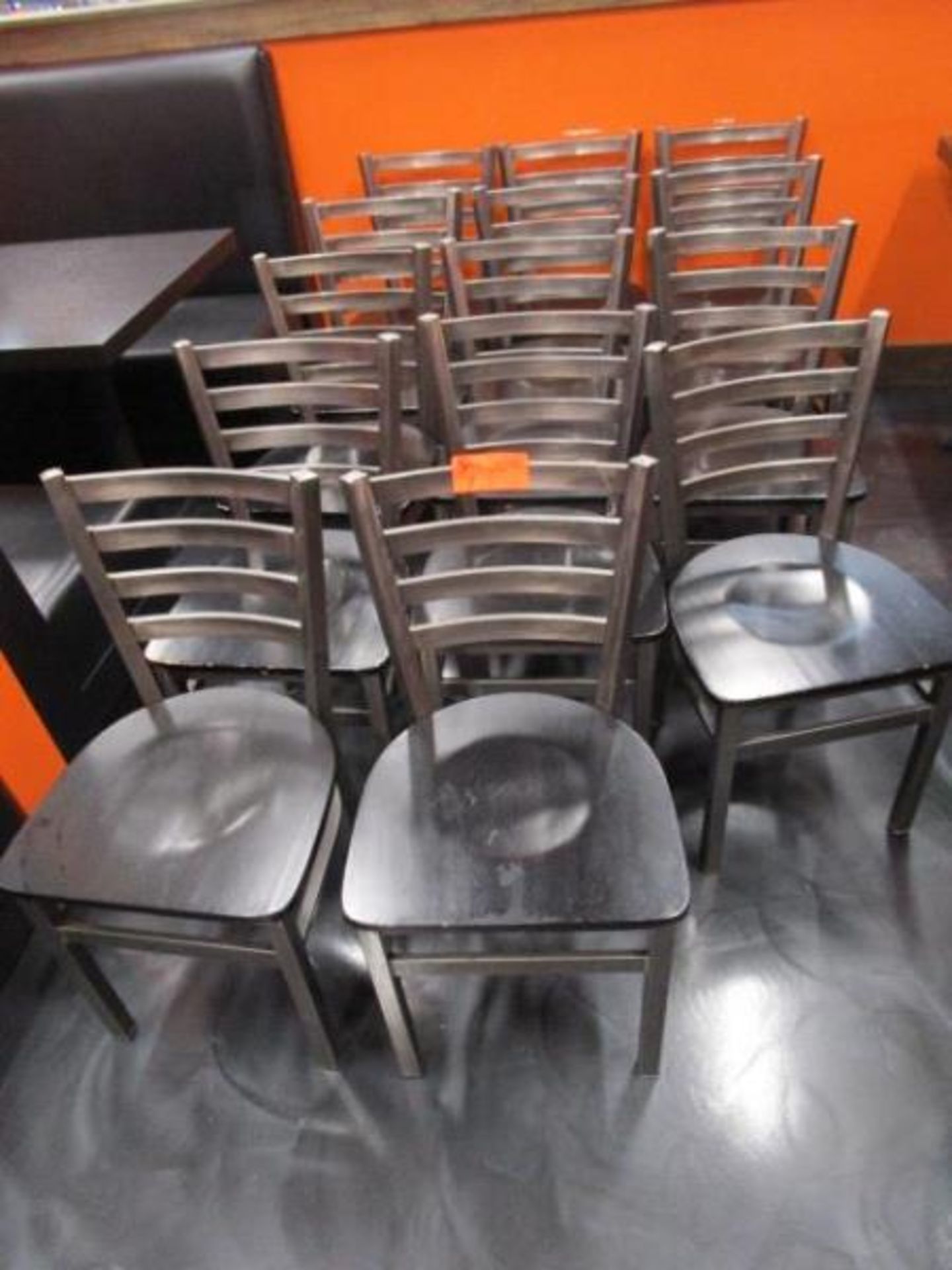 (14) Metal Frame Dinning Chairs w/ Wood Seat - Image 3 of 5