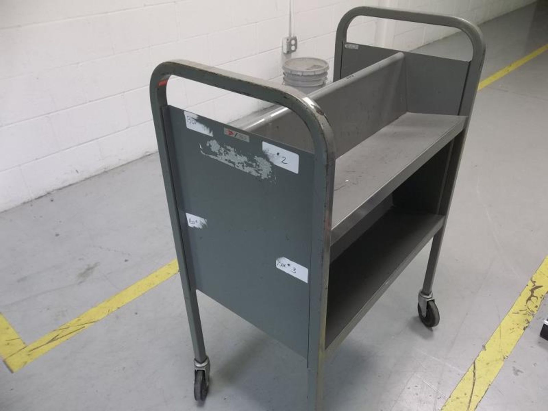 Metal 3 ft. long Rolling 2 tiered book cart - Image 3 of 3