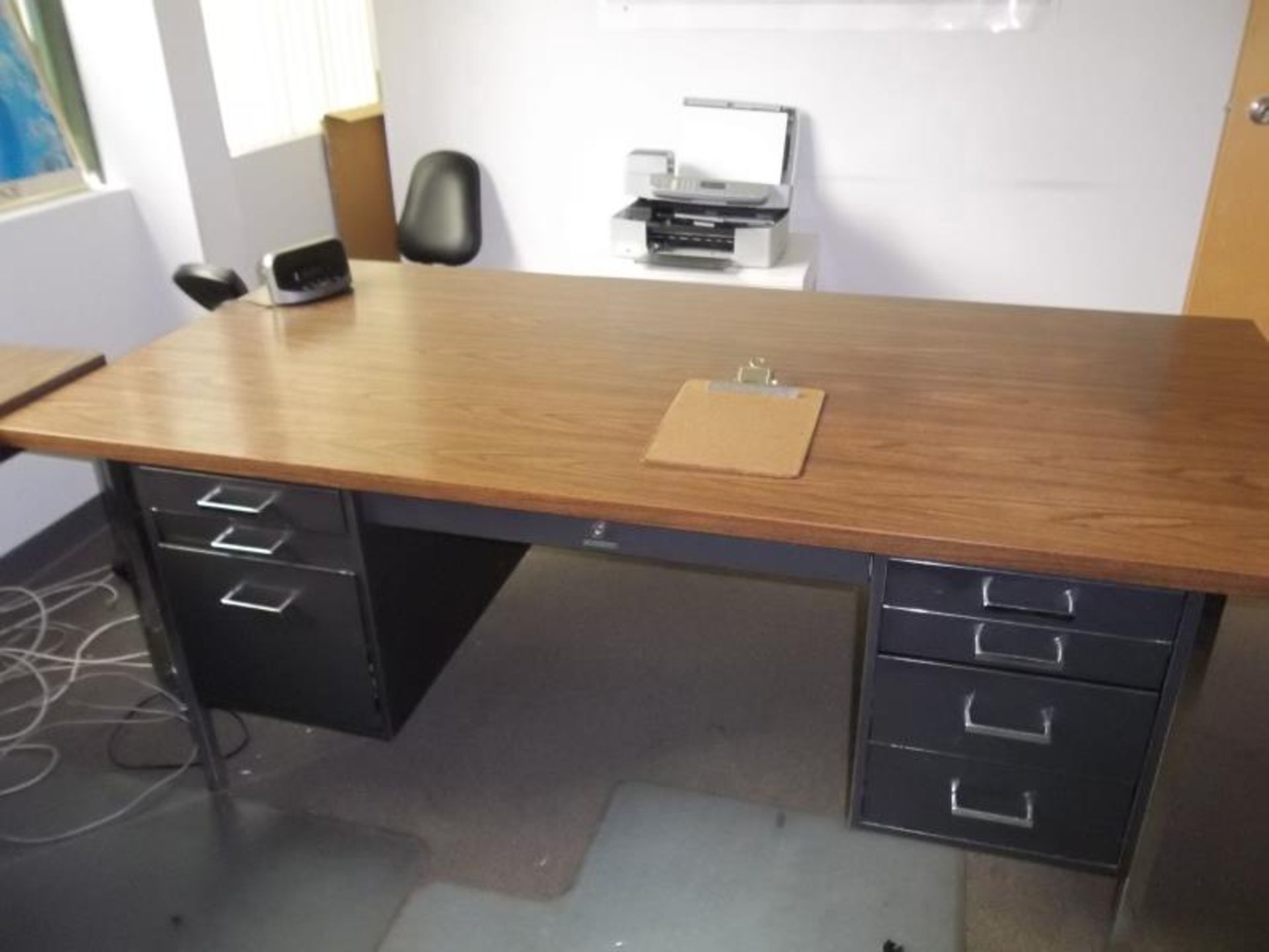 Contents of Office - steel case desk, table, credenza, 2 drawer file and 4 shelf bookcase, Dell - Image 2 of 4