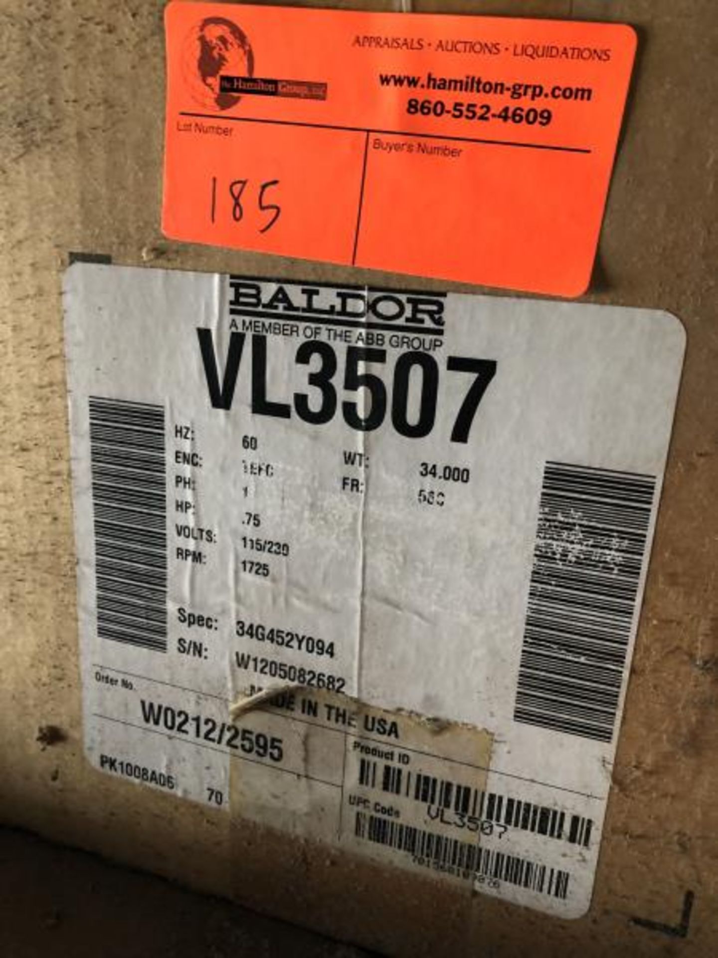 Baldor Motor VL3507 - Image 2 of 2