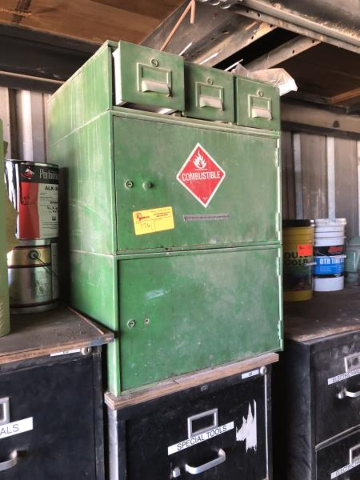 Green Flammable Cabinet w/ Contents