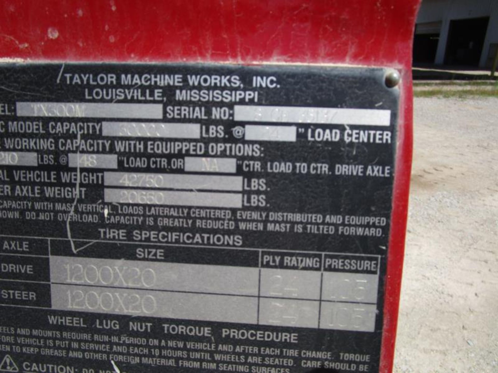 Taylor Machine Works m:TX300m, sn: SGE35137, 30,000LB CAPACITY, 24" load center, - Image 4 of 18