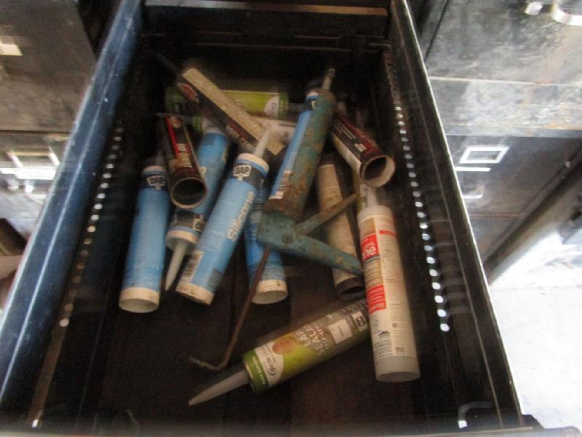 (2) drawer file cabinets; lubricants, silicone, studs and wedges - Image 2 of 4