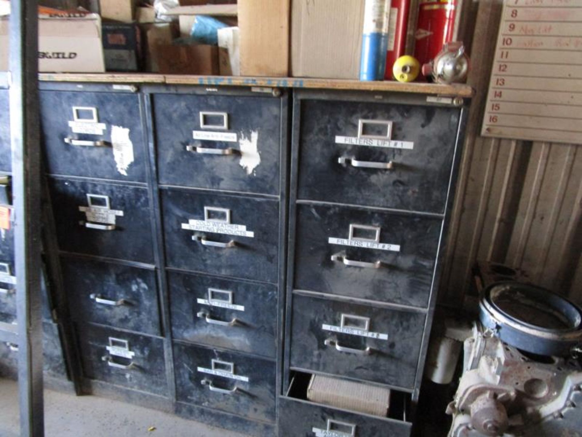 (18) four drawer file cabinets with miscellaneous parts and supplies - Image 2 of 7