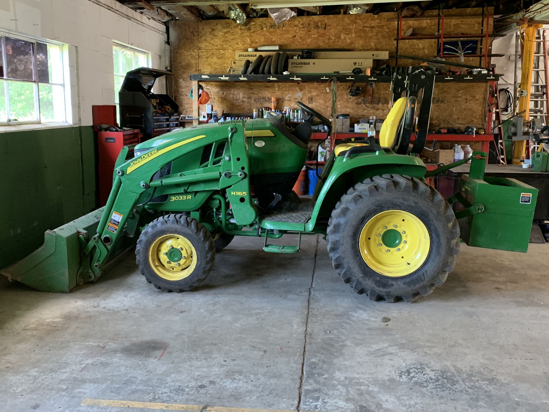 2014 John Deere 3033R Tractor w/ H1G5 Front Bucket, Rear Counter Weight, 309 Hours