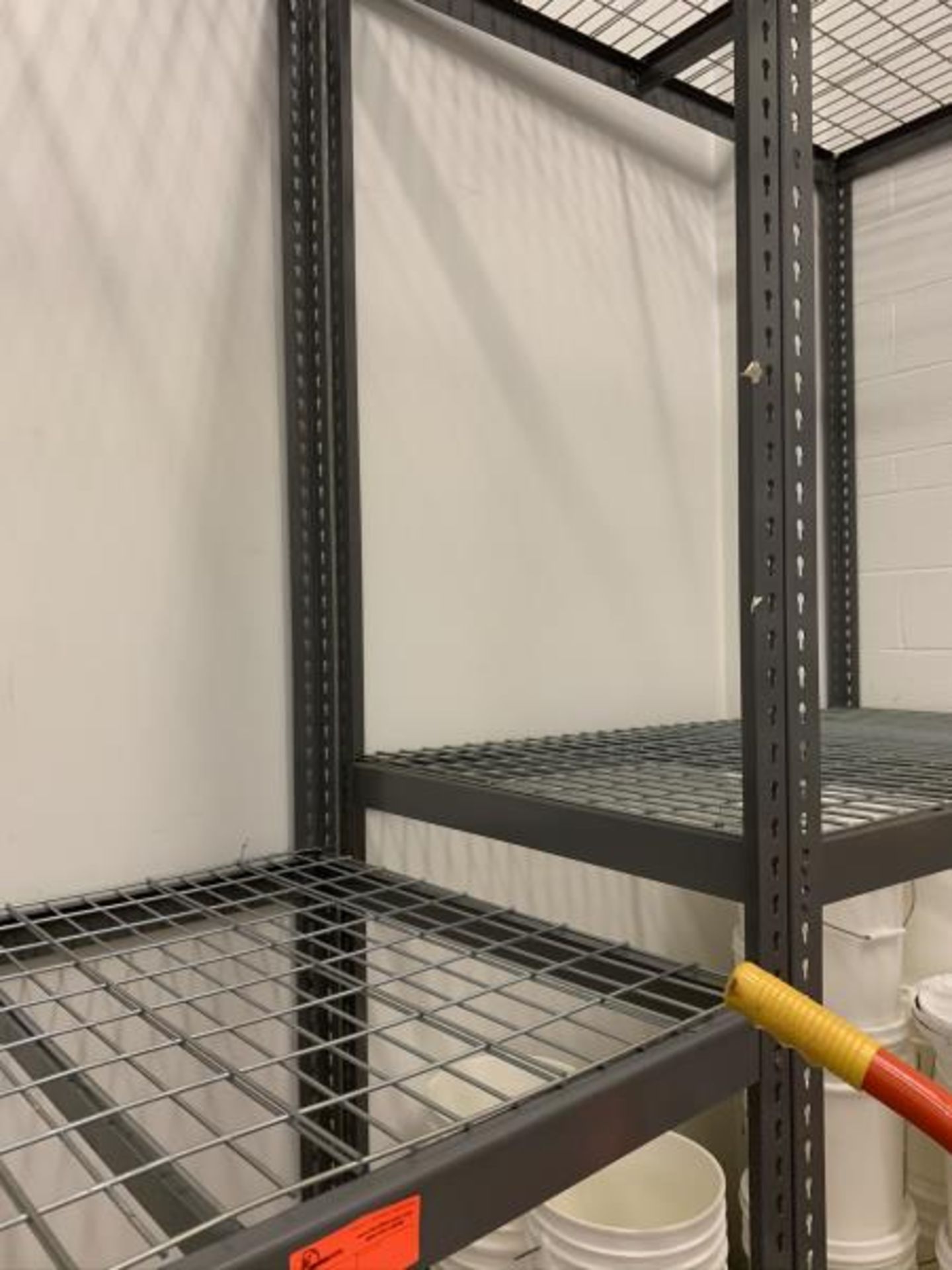 2 Sections Grey Metal Racking w/ Metal Wire Grid Shelves - Image 3 of 4