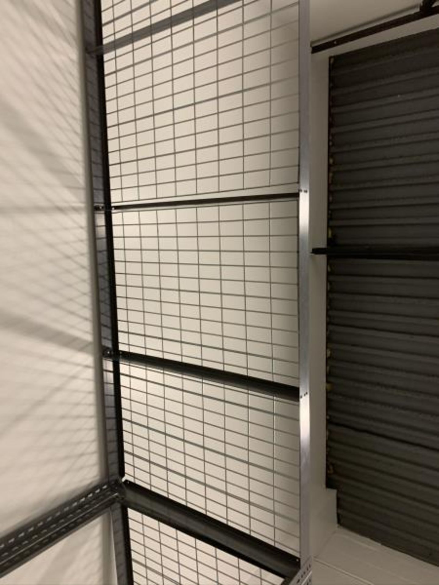 2 Sections Grey Metal Racking w/ Metal Wire Grid Shelves - Image 4 of 4