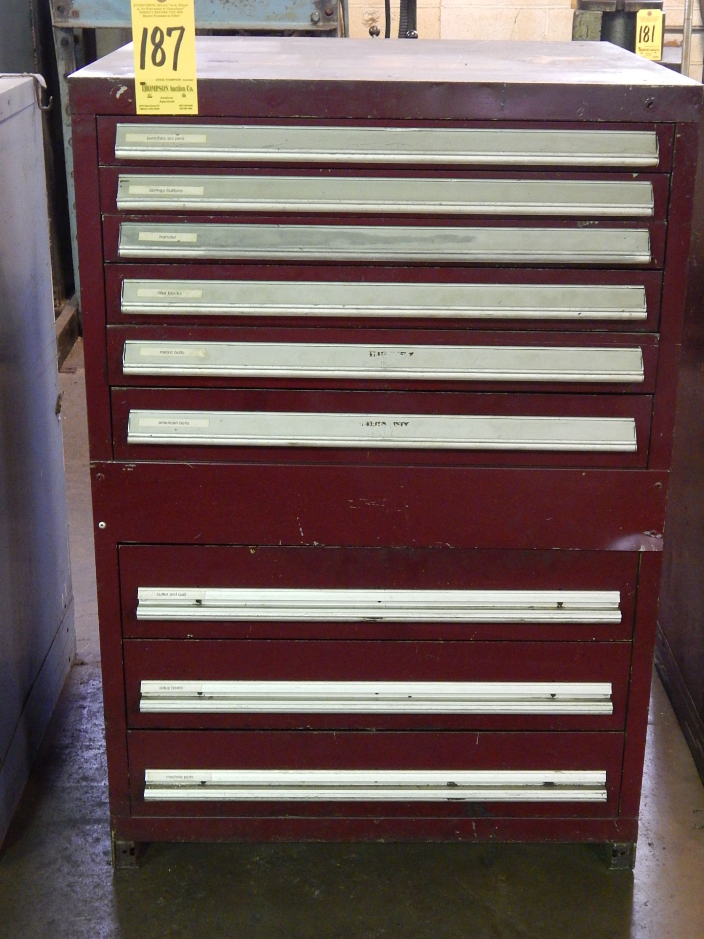 9 Drawer Tooling Cabinet, 44 1/2 In. Tall, 30 In. Wide, 27 3/4 In. Deep, Loading Fee $50.00
