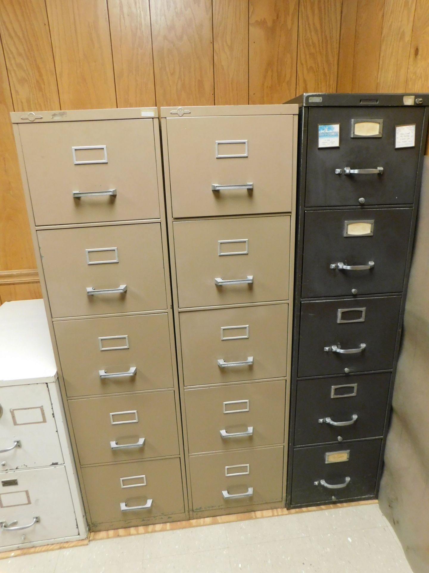 (3) 5-Drawer File Cabinets and (1) 2-Door File with Combination