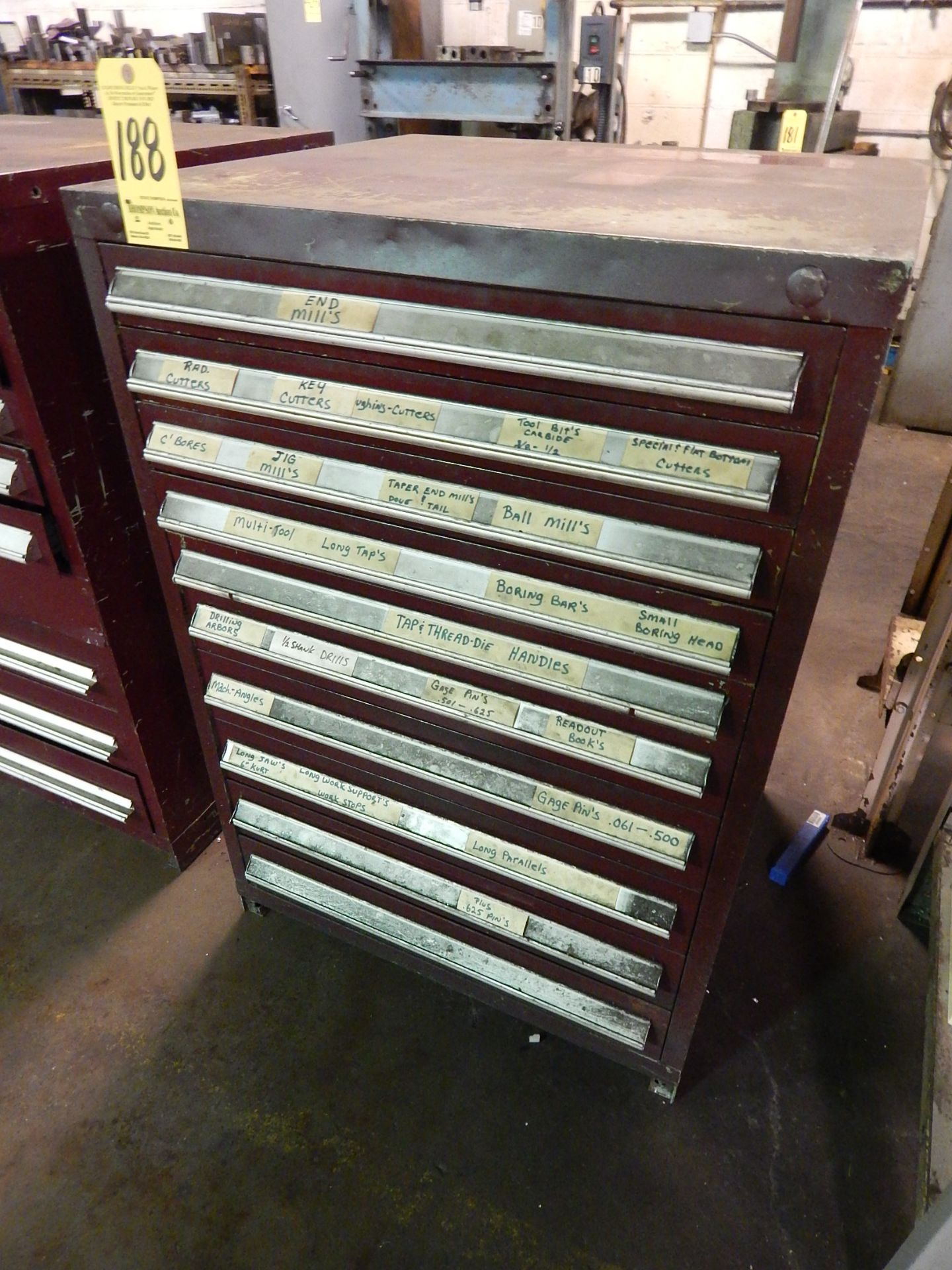 9 Drawer Tooling Cabinet, 44 1/2 In. Tall, 30 In. Wide, 27 3/4 In. Deep, Loading Fee $50.00 - Image 4 of 6