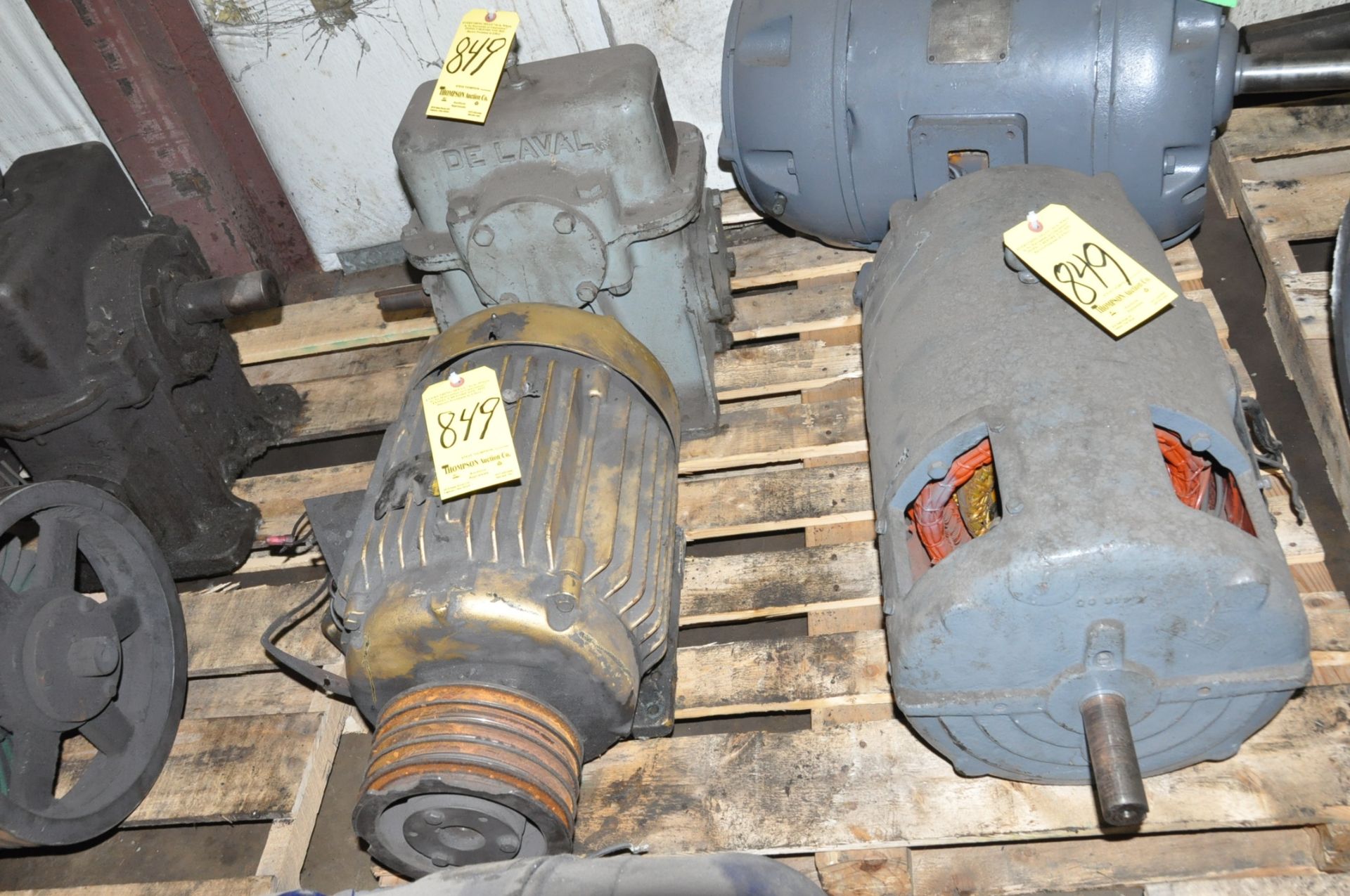 Lot-(1) Reliance 20-HP Motor(1) DeLaval 30-HP Gear Reduction Unit and (1) Motor, (Storage Bldg)