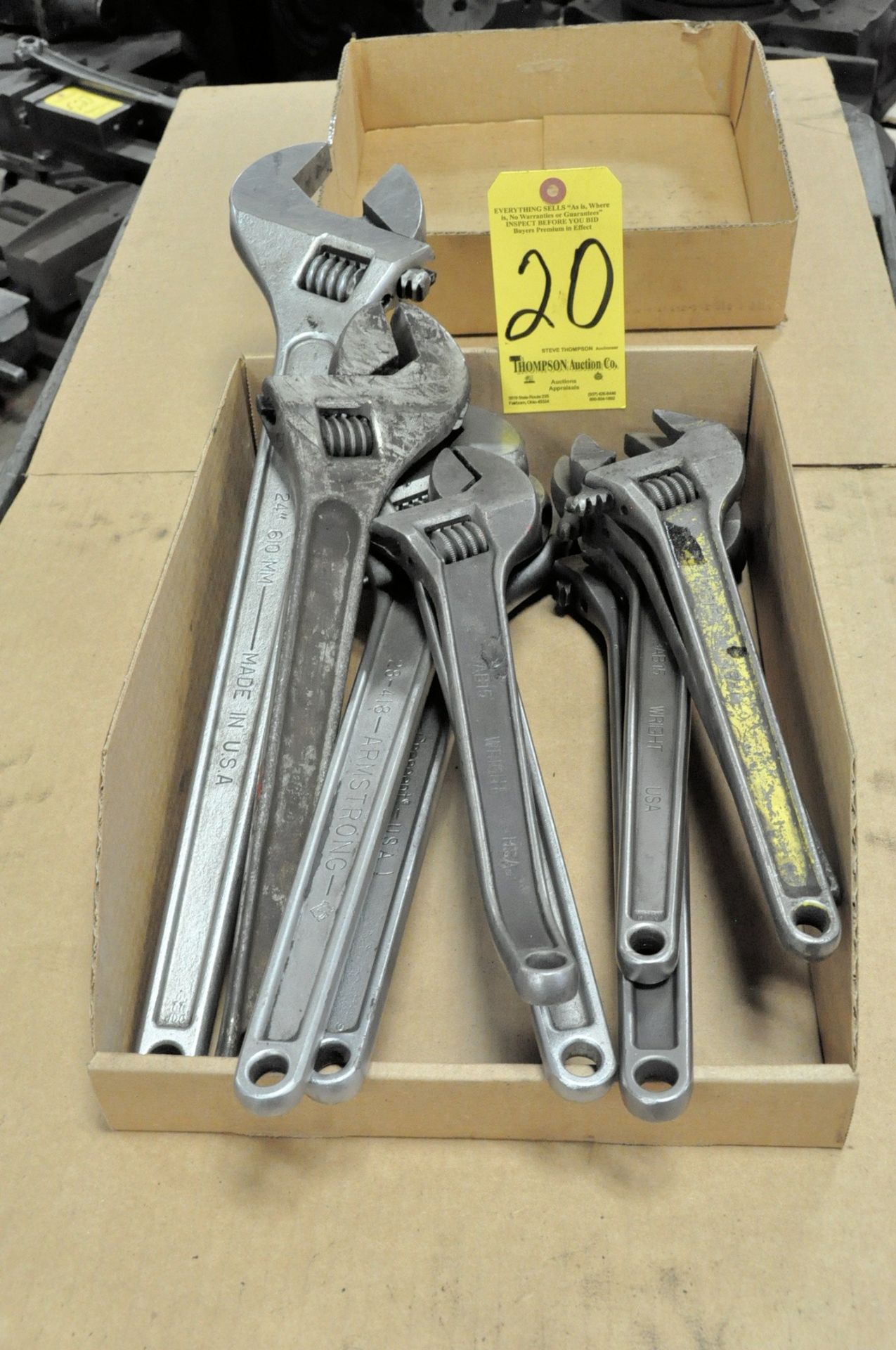 Lot-15"-24" Adjustable Wrenches in (1) Box