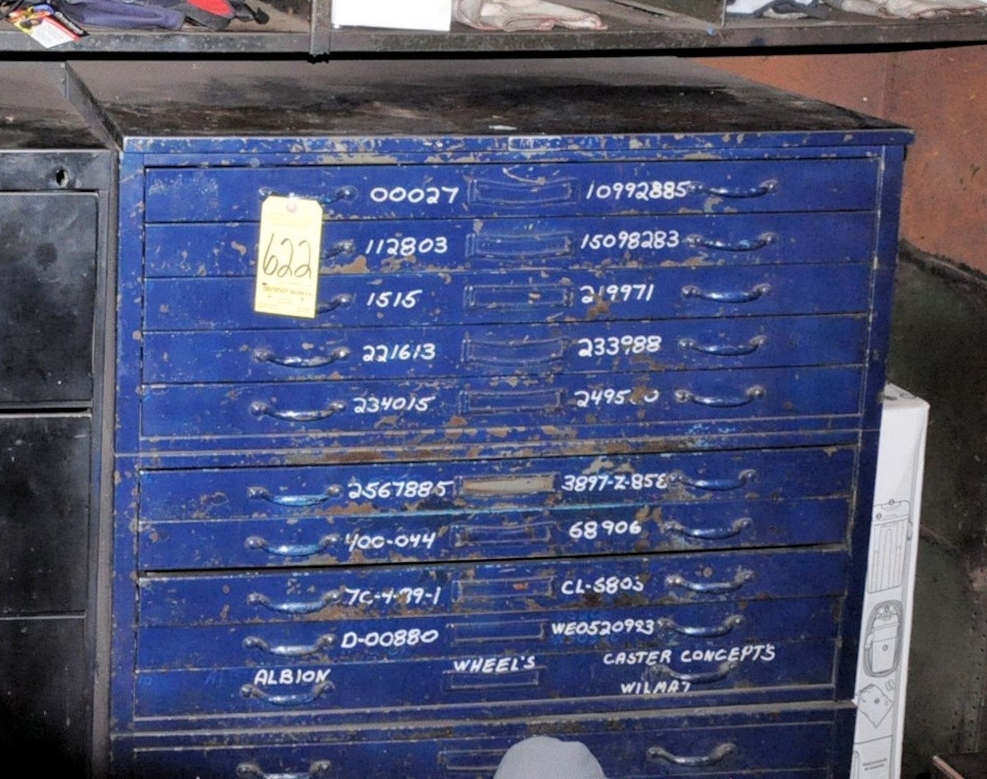 15-Drawer Vintage Blue Print File Cabinet