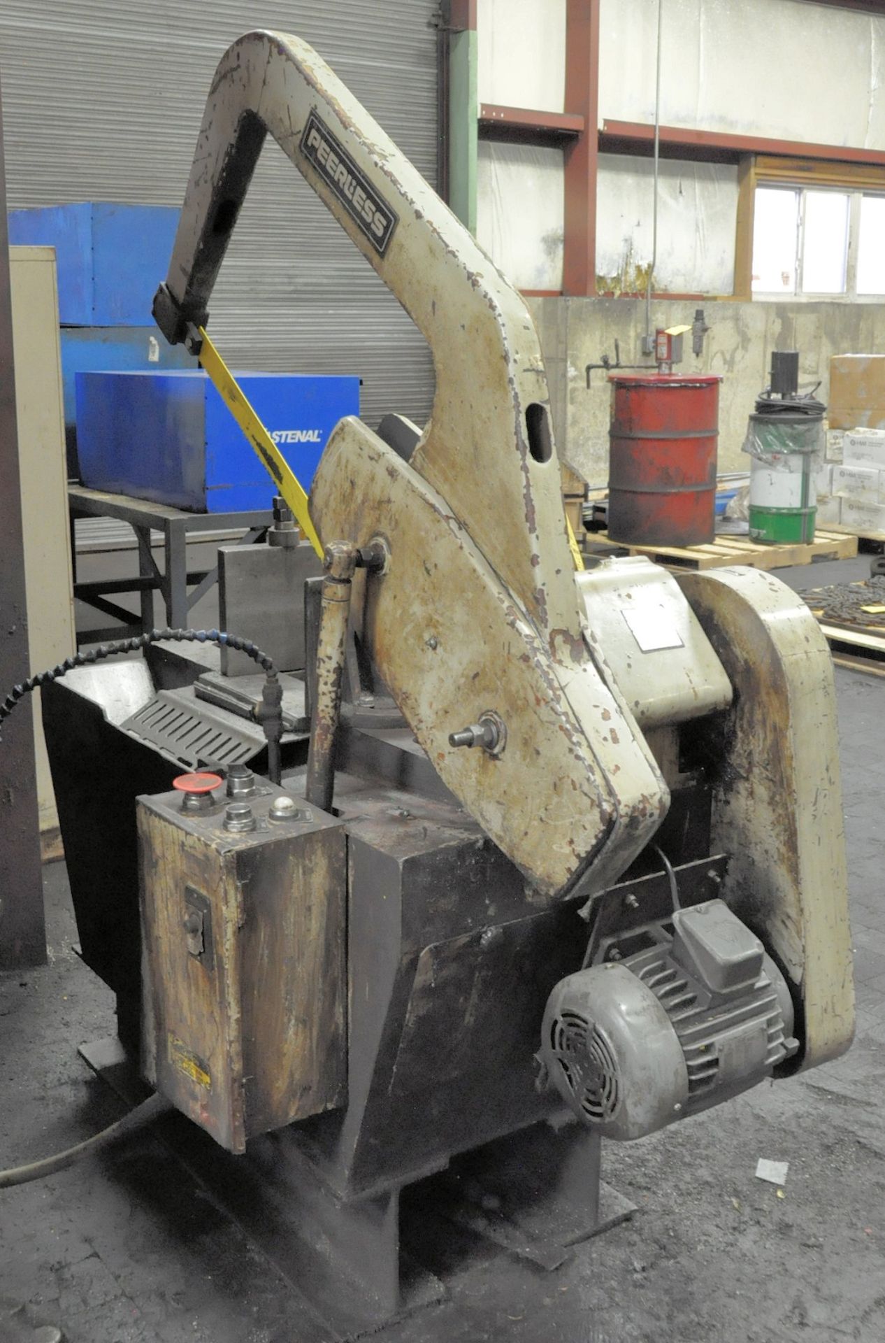 Peerless 20" Steel Cutting Power Hack Saw Machine, s/n Unknown, with Roller Feed Stock Stand - Image 2 of 2