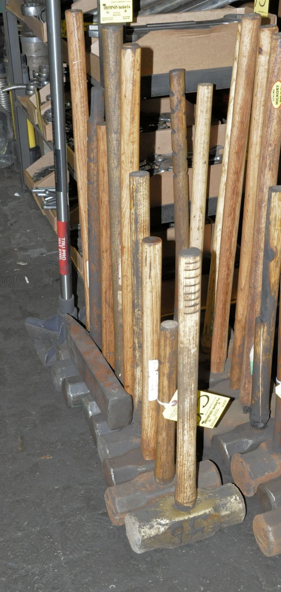 Lot-(9) Sledge Hammers, (1) Tamper and (1) Wedge in (1) Row