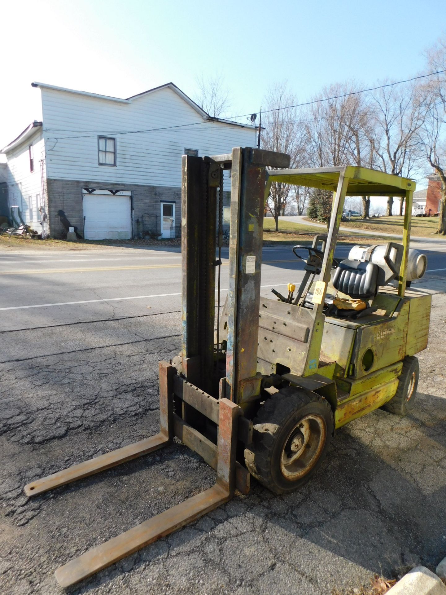 Clark Model GPX30E Fork Lift, s/n Unknown, 4,500 Lb. Capacity, LP, Hard Tire, Cage - Image 5 of 10