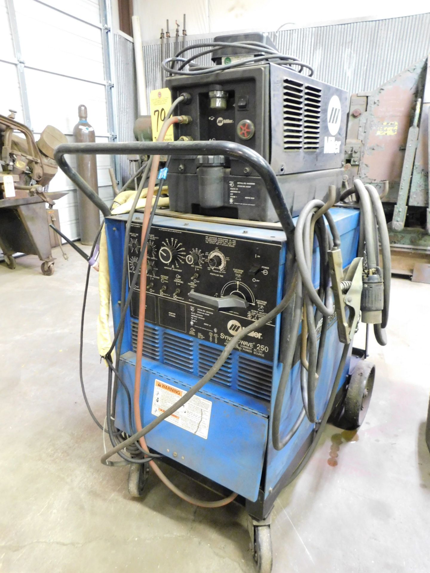 Miller Model Synchrowave 250 Tig Welder, s/n KE704190, with Miller Coolmate 3 Chiller, Foot Pedal