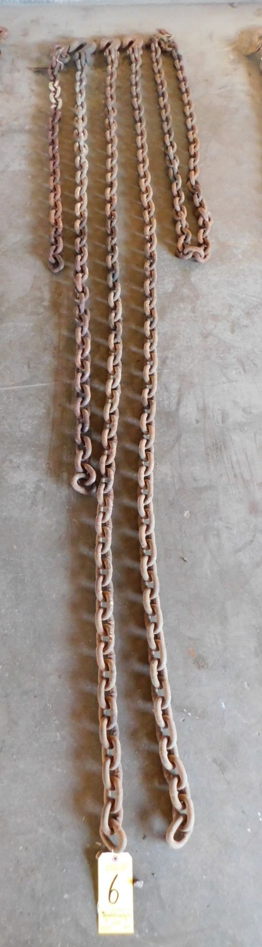 (5) Chains, 1 hook, 5 ft. 8 inch and 10 ft. lengths, 5/8 inch links