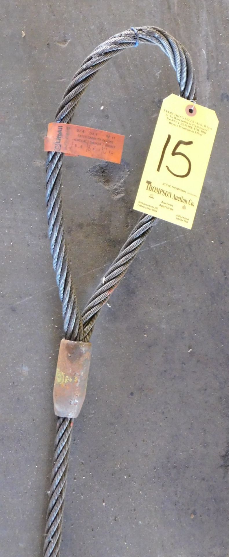 Lifting Cables, 1 hook, 4 ft. long, 5.6 ton capacity - Image 3 of 4