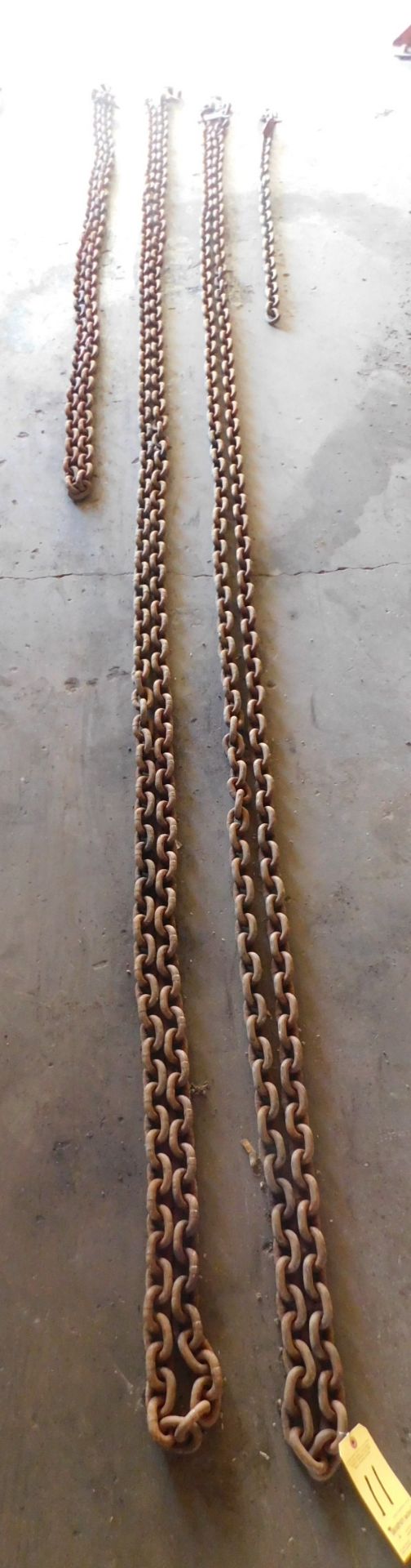 (4) Chains, 1 hook, (2) 30 ft., (1) 16 ft. 10 inch, (1) 5 ft., 1/2 inch link