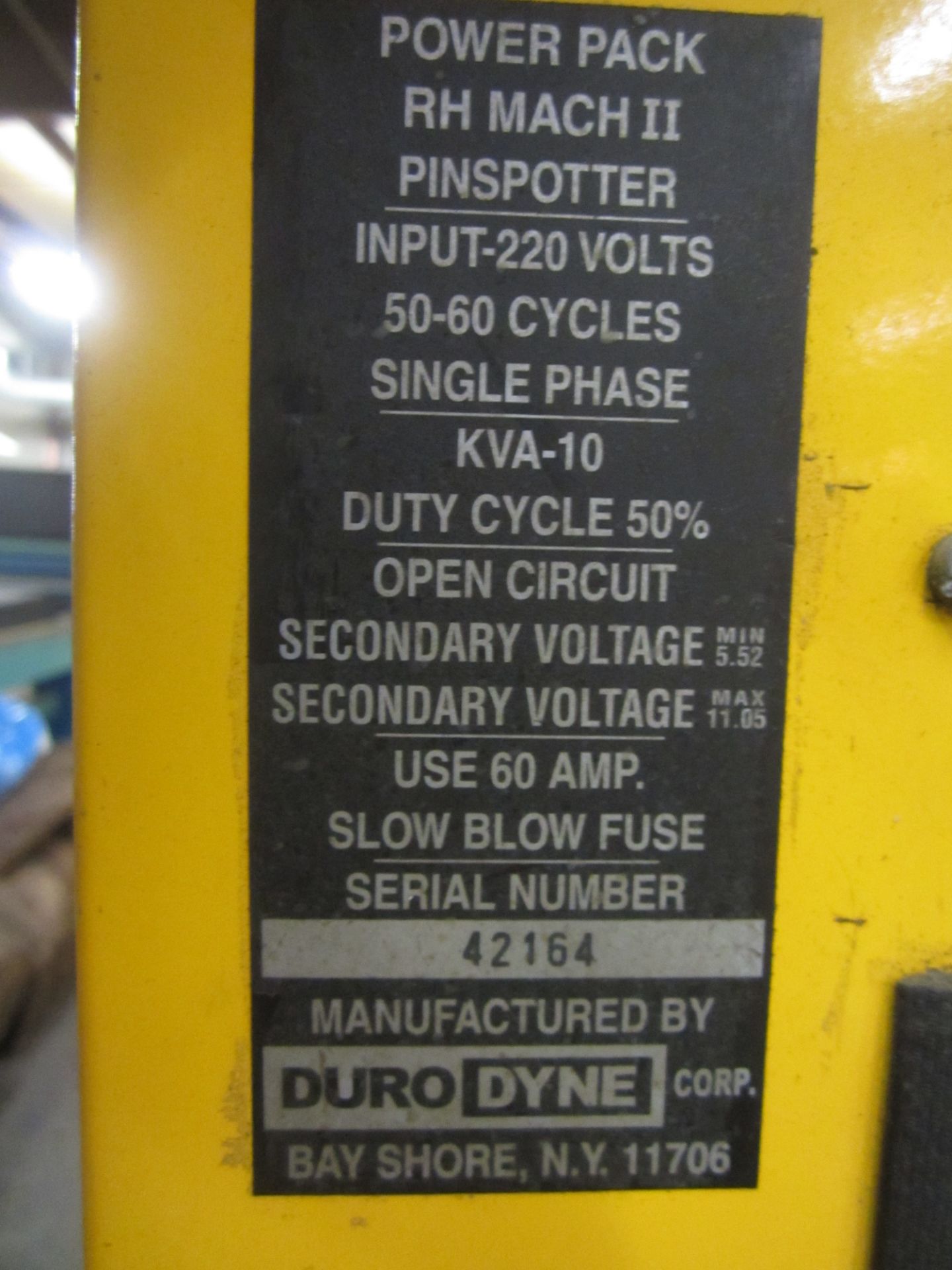 Duro Dyne Model RH Mach II Rolling Head Pinspotter, s/n 42164 - Image 6 of 6