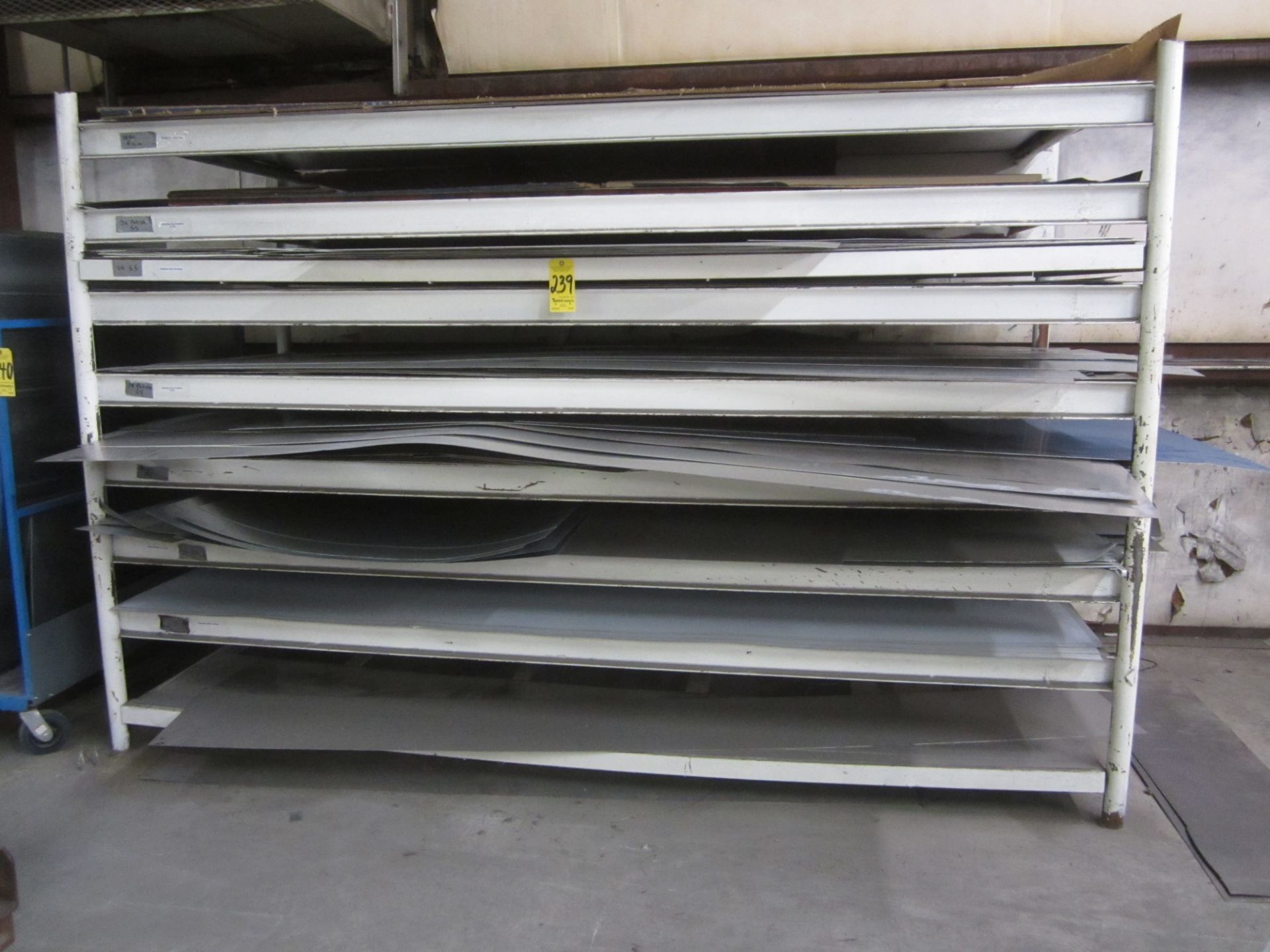 Sheet Metal Stock Rack and Contents, and Carts and Contents