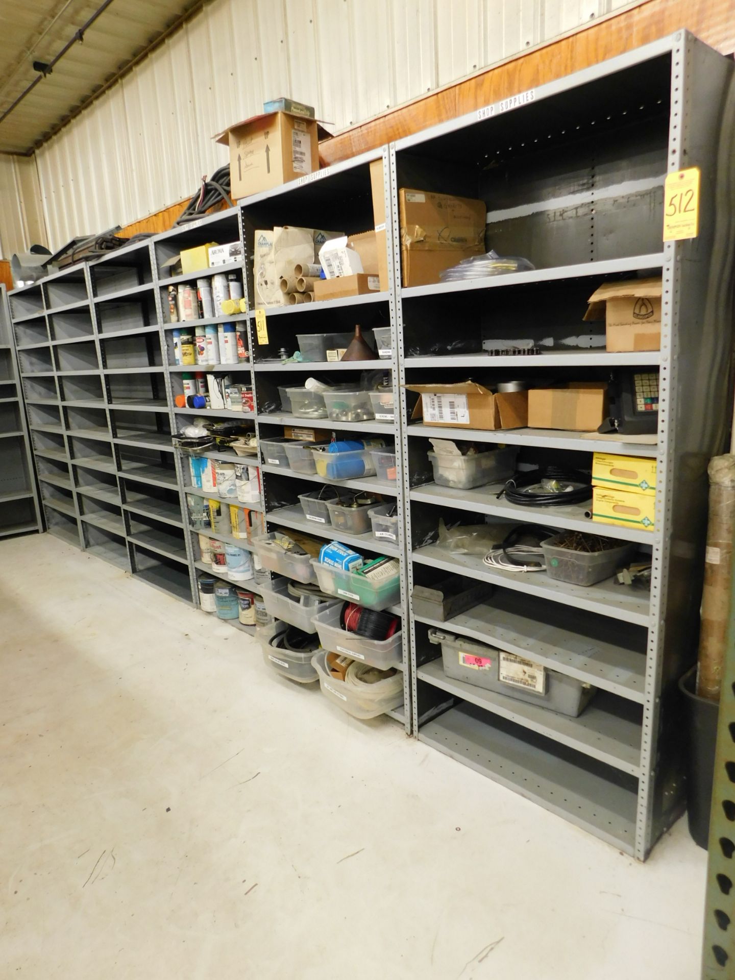 Metal Shelving, (1) Sections, and Contents