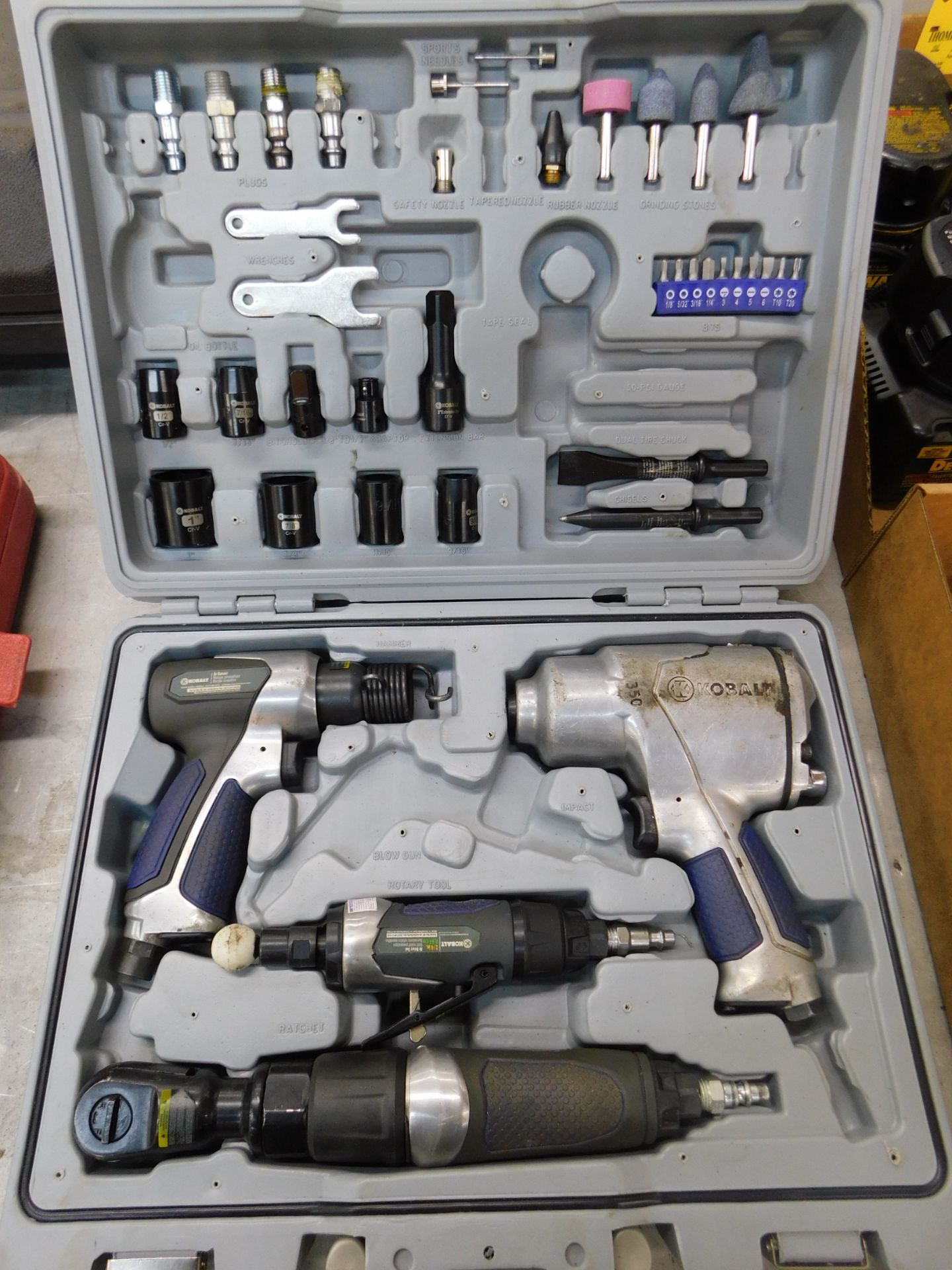 Kobalt Pneumatic Tool Set with Impact, Hammer, Die Grinder and Ratchet