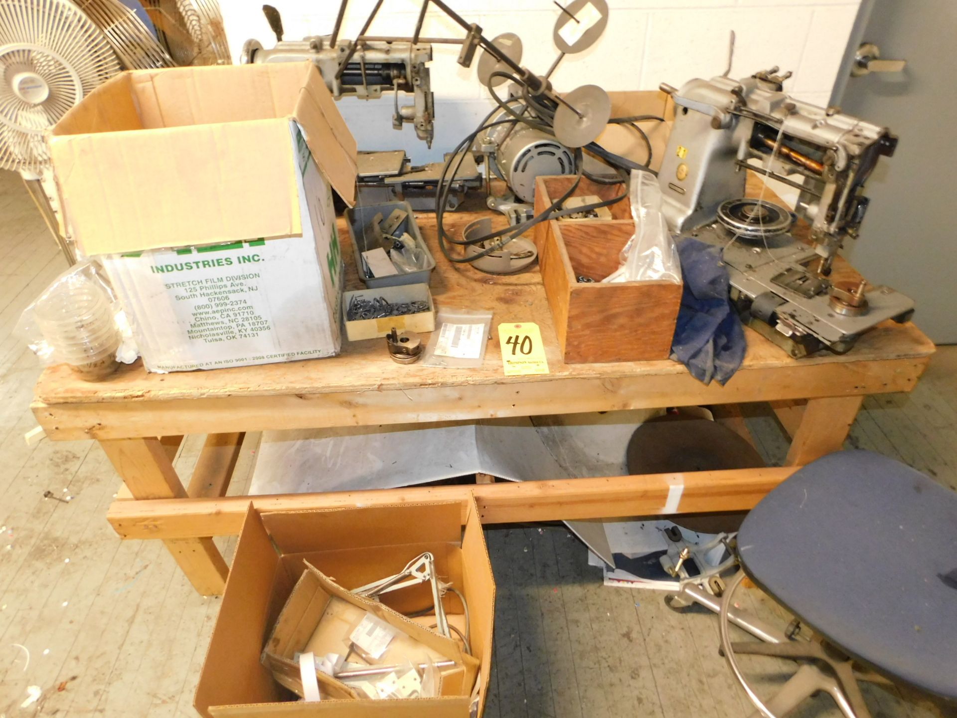 Table with (2) Singer Sewing Machines and Parts