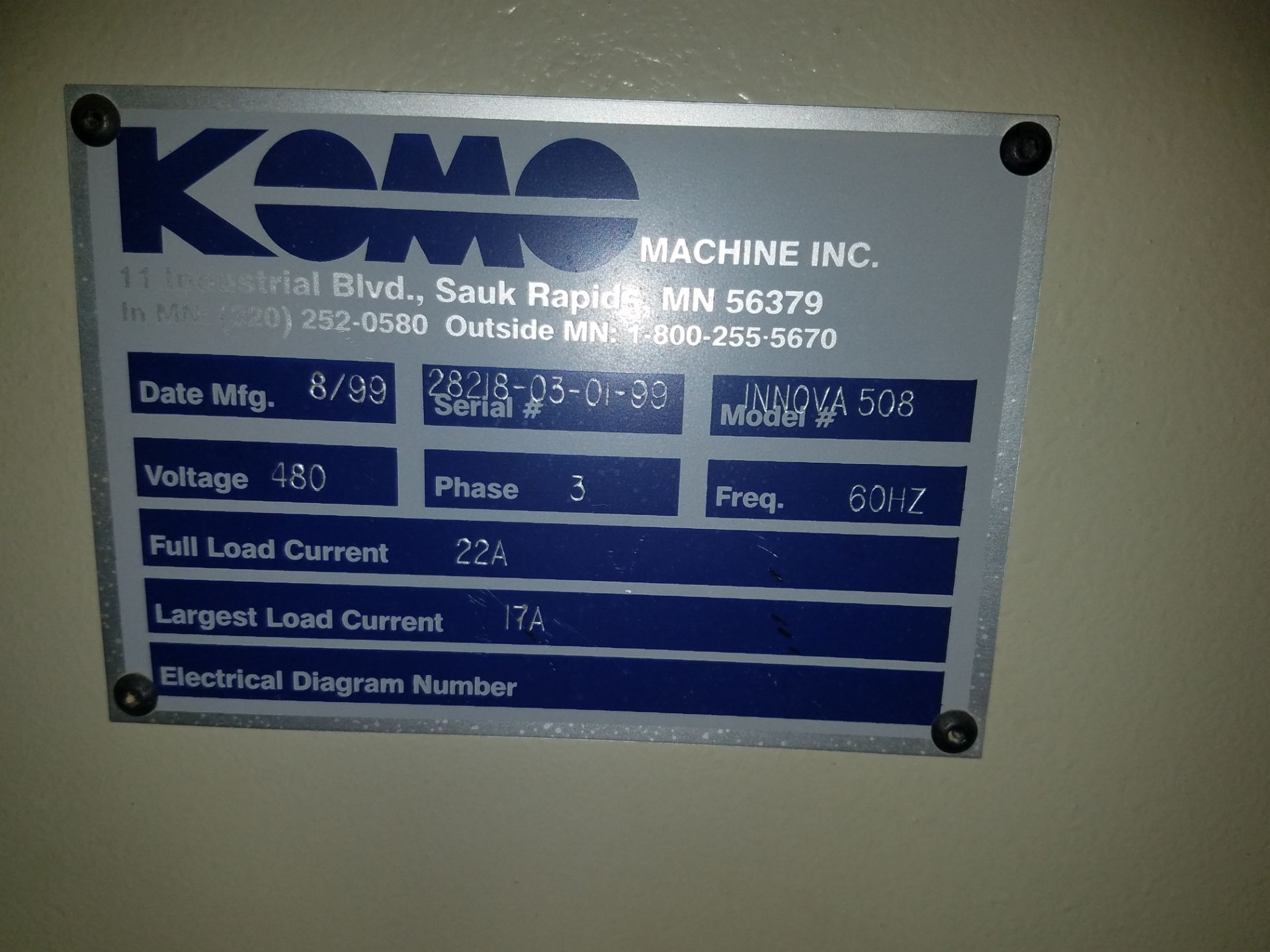 Komo Model Innova 508 CNC Router, s/n 28218-03-01-99, New 1999, Fanuc CNC Control, 18,000 RPM - Image 2 of 4