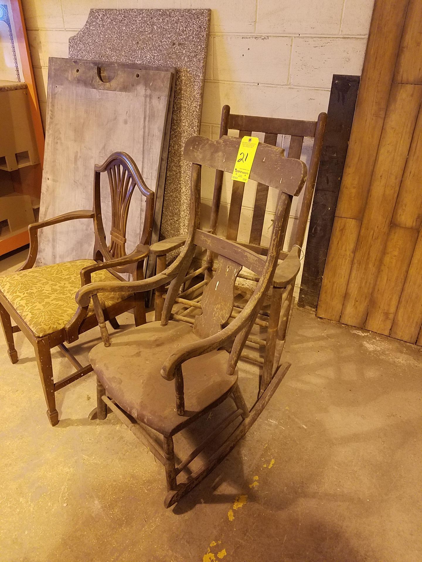 (2) Antique Rocking Chairs, (1) Upholstered Side Chair